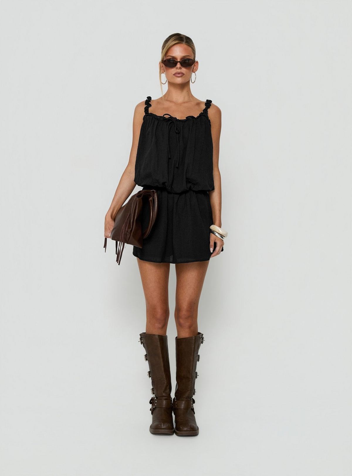 #NOVERA - Vestido Mini Real Negro de Volantes Babydoll -