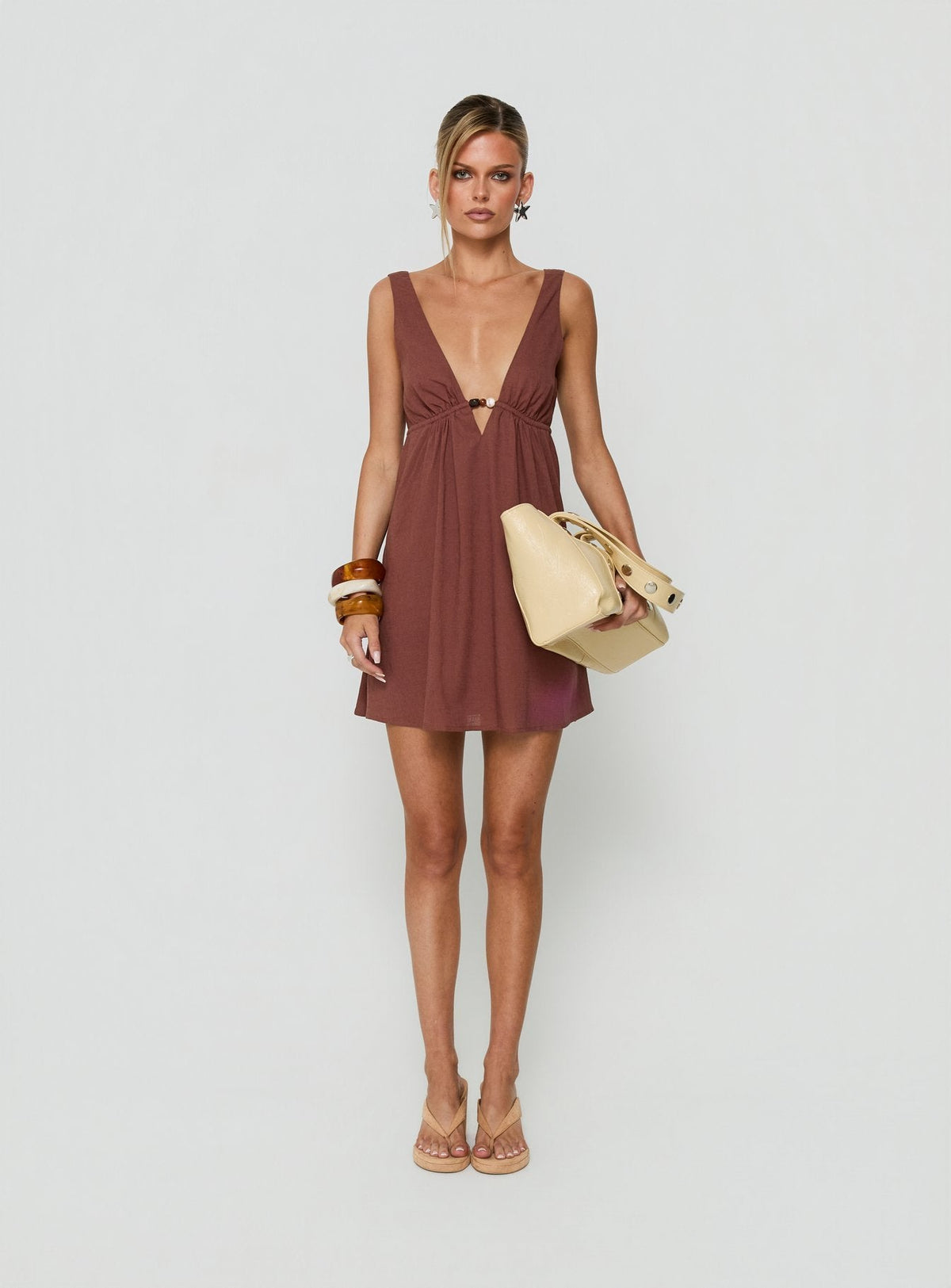 #NOVERA - Vestido Mini Giyah Marrón -