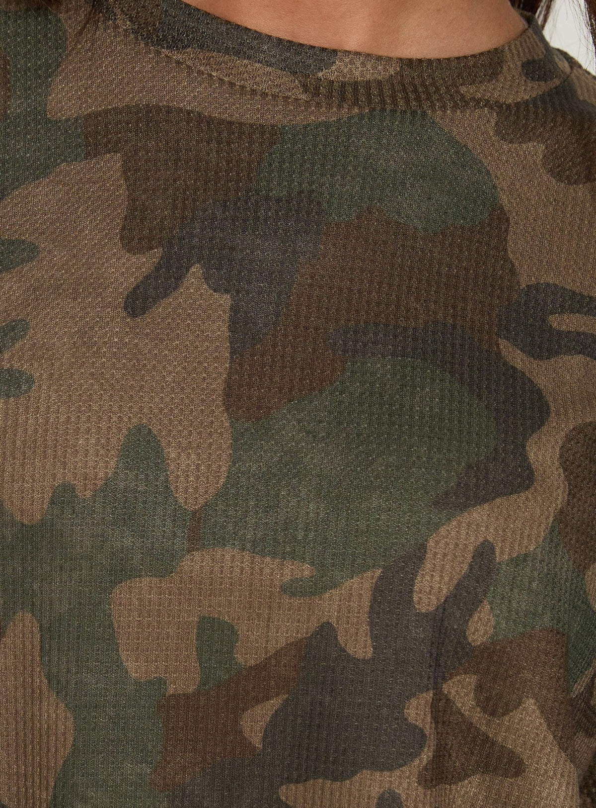 #NOVERA - Top Arlla Camuflaje de Gofre de Manga Larga -