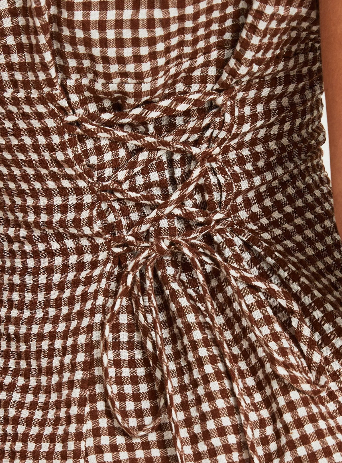 #NOVERA - Vestido Mini Pique Marrón de Vichy con Botones -