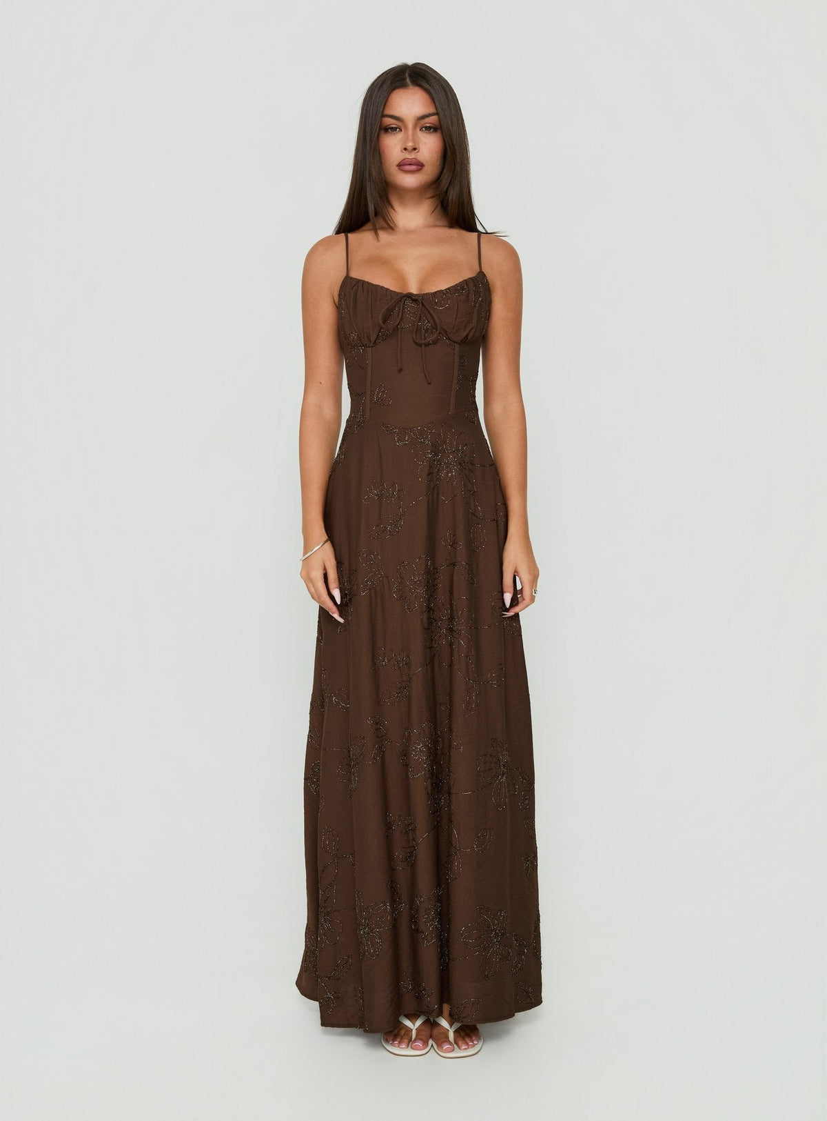 #NOVERA - Vestido Largo Zaragoza Marrón -