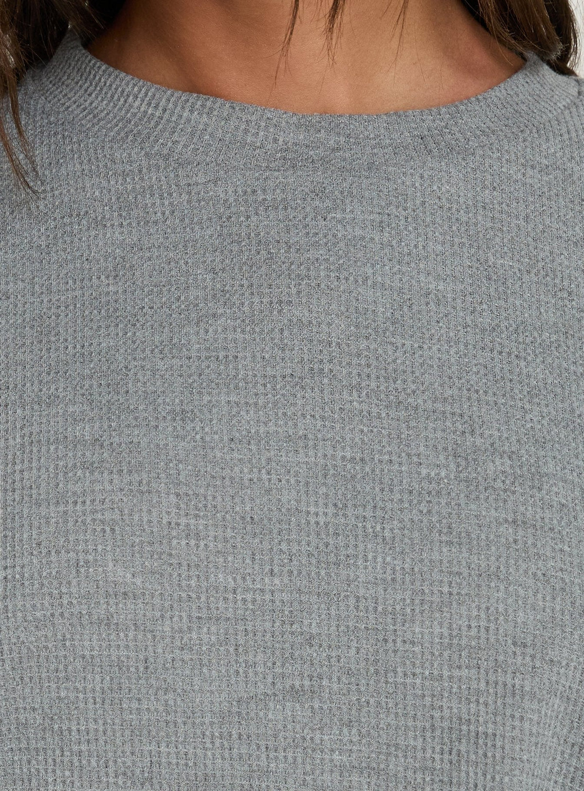 #NOVERA - Top Arlla Gris de Gofre de Manga Larga -