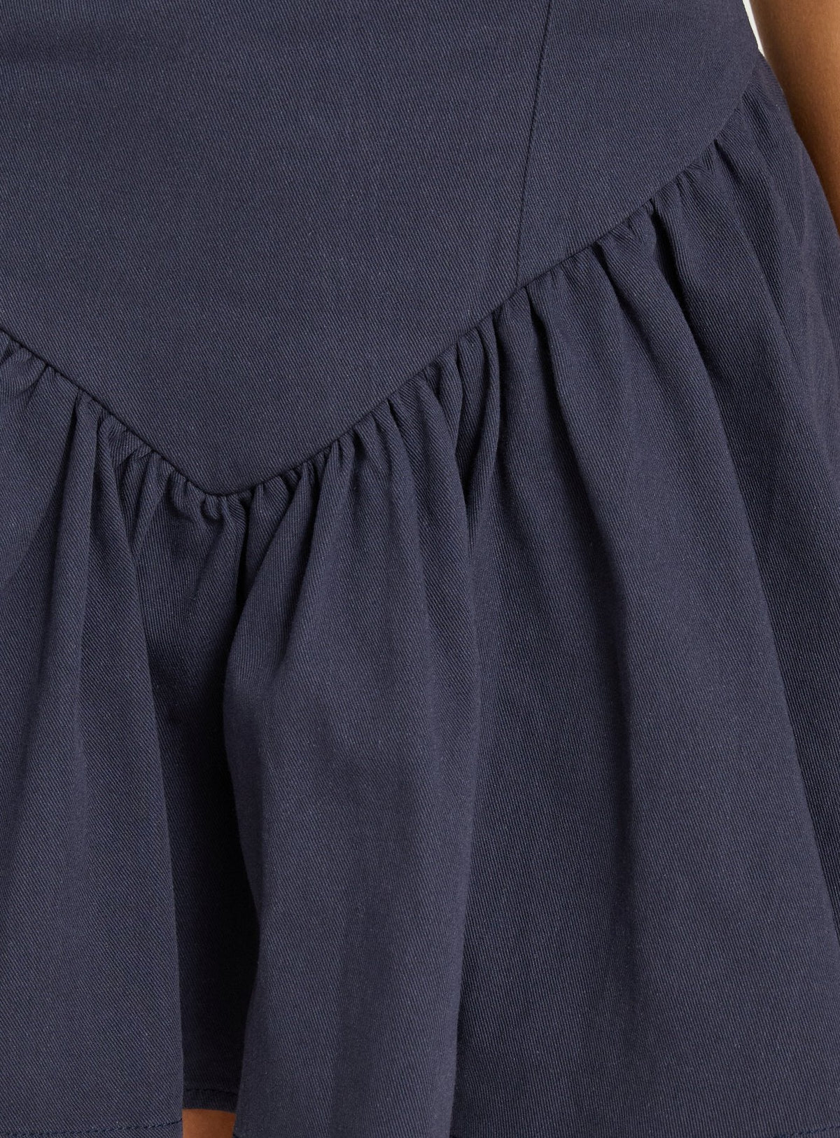 #NOVERA - Vestido Mini Esatora Azul Marino Halter Acampanado -