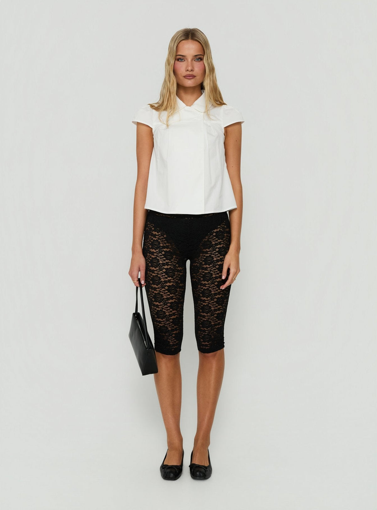 #NOVERA - Top Junipah Blanco con Cuello de Manga Corta -