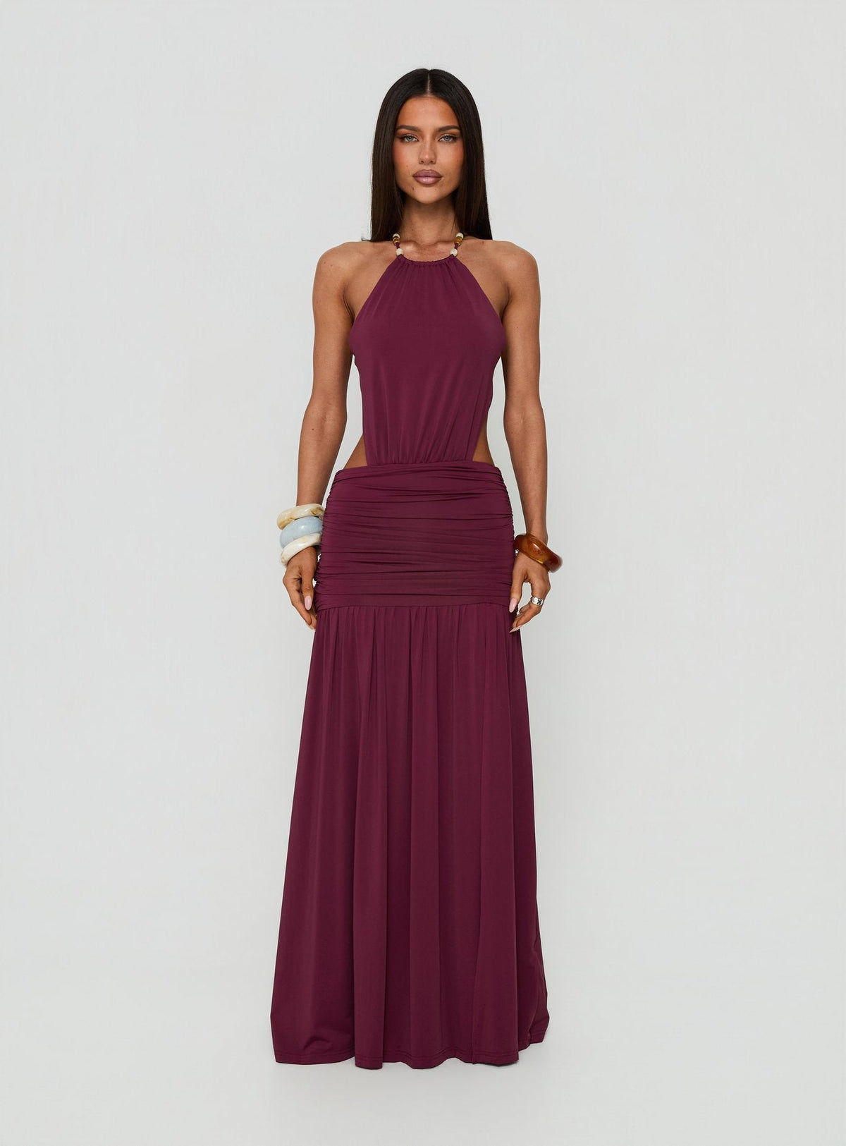 #NOVERA - Vestido Largo Tykaia Frambuesa Halter -