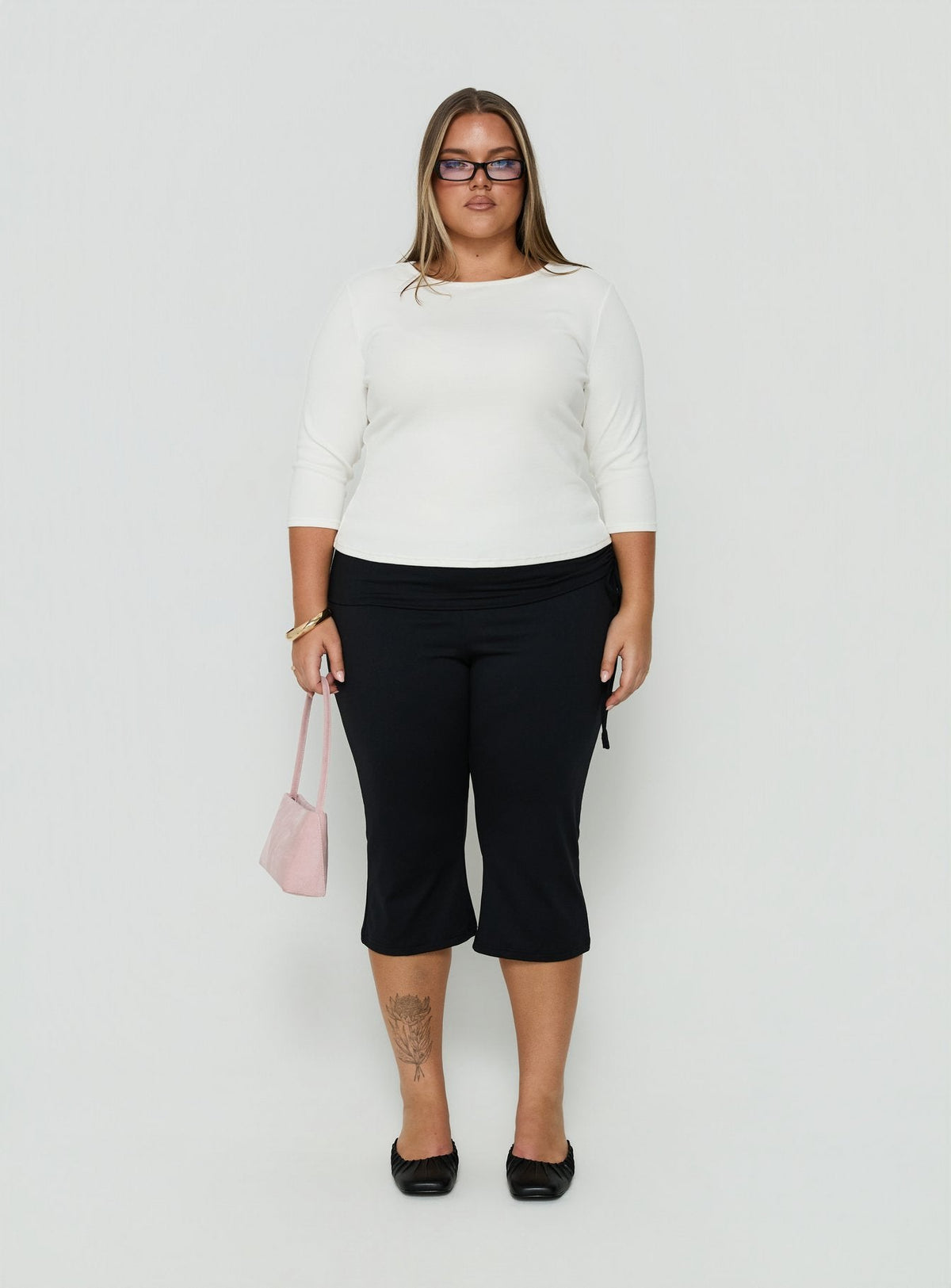 #NOVERA - Top Elaia Blanco de Manga 3/4 Talla Grande -