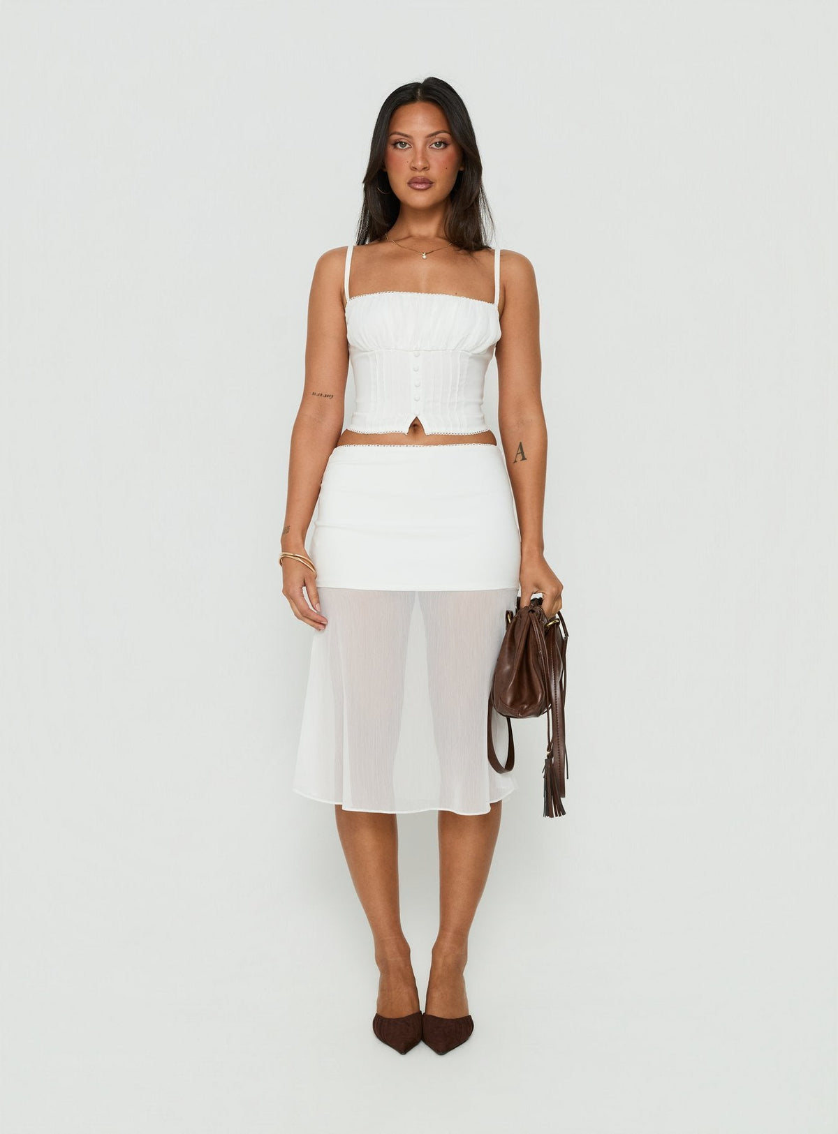 #NOVERA - Falda Midi Camy Blanca Transparente -