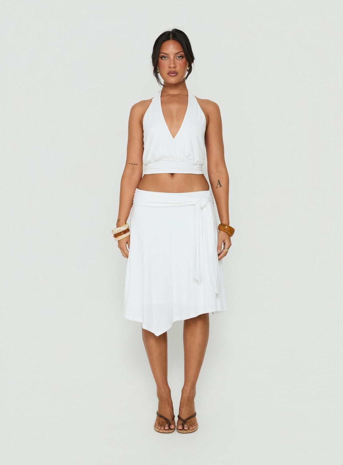 #NOVERA - Top Arabele Blanco Halter Cruzado -