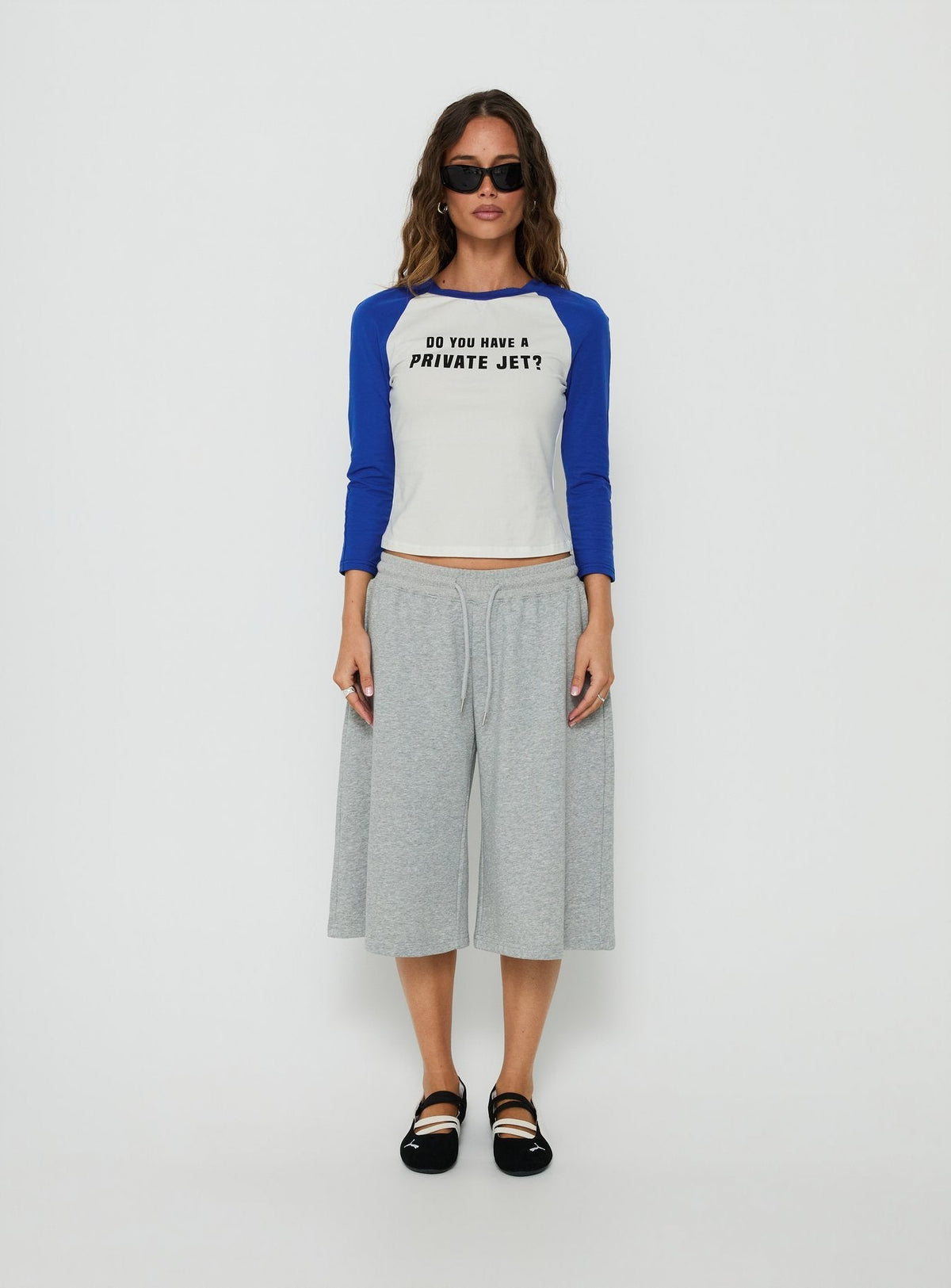 #NOVERA - Top Manuela Azul y Blanco de Manga Larga Estampada -