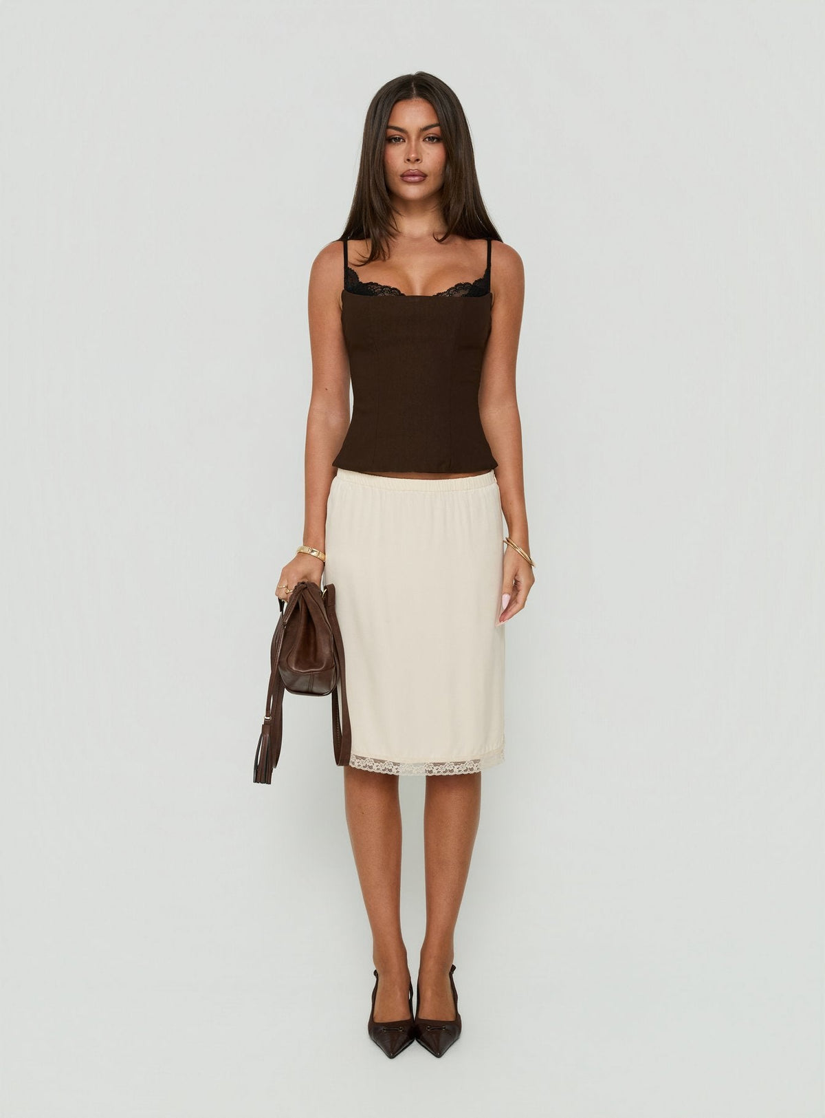 #NOVERA - Top Aroa Chocolate y Negro Corsé -