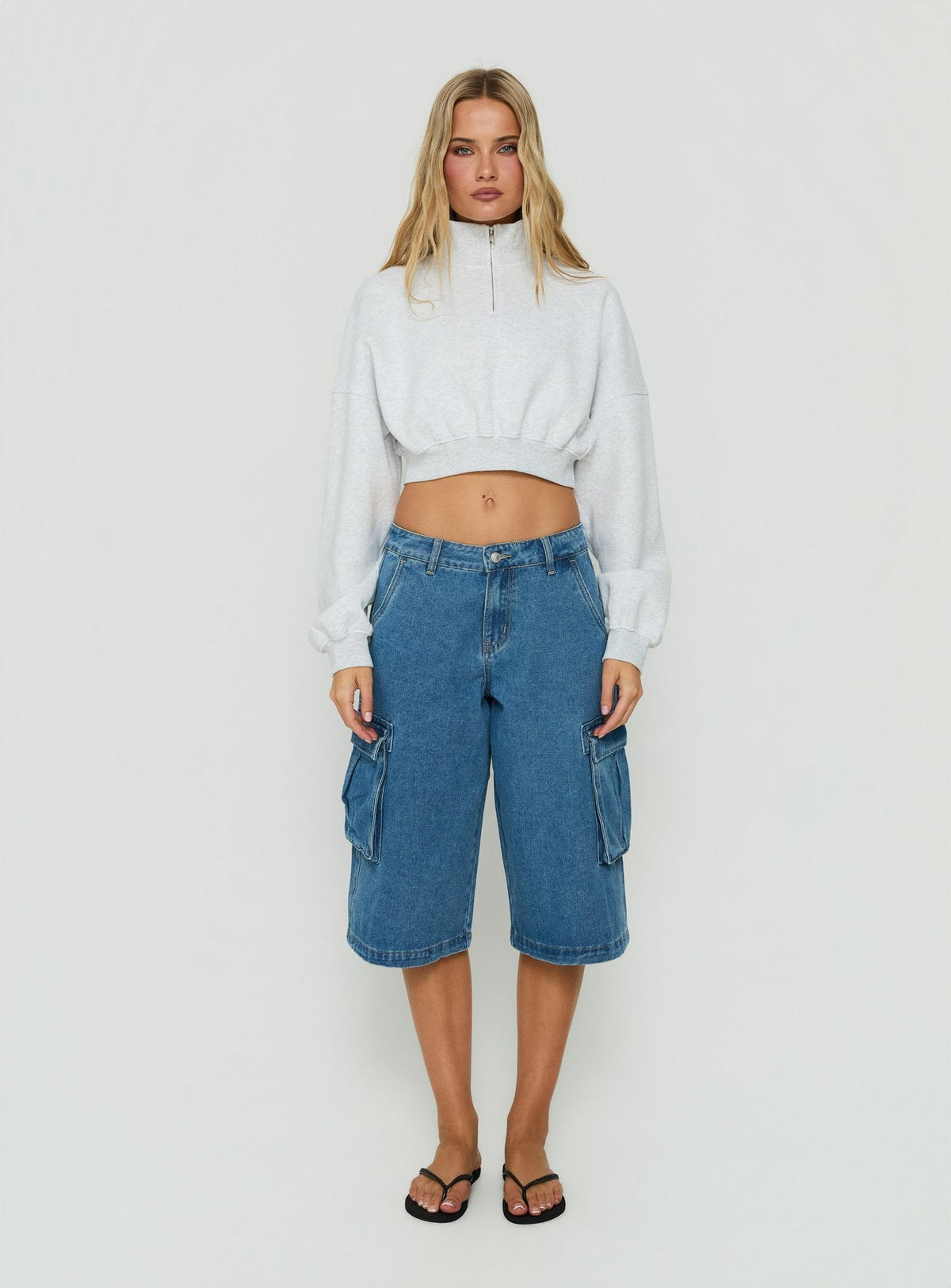 #NOVERA - Jersey Astridd Gris Jaspeado Tobillero Crop -