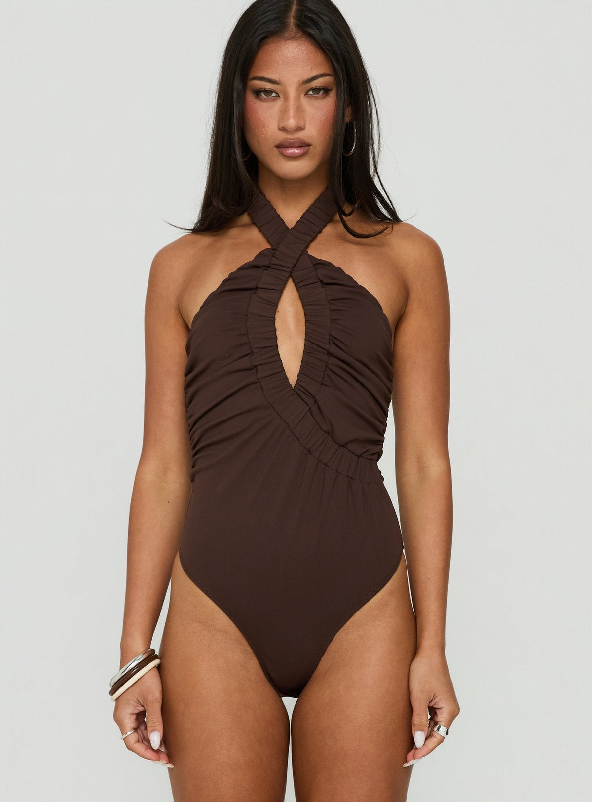 #NOVERA - Body Pettra Marrón Halter -