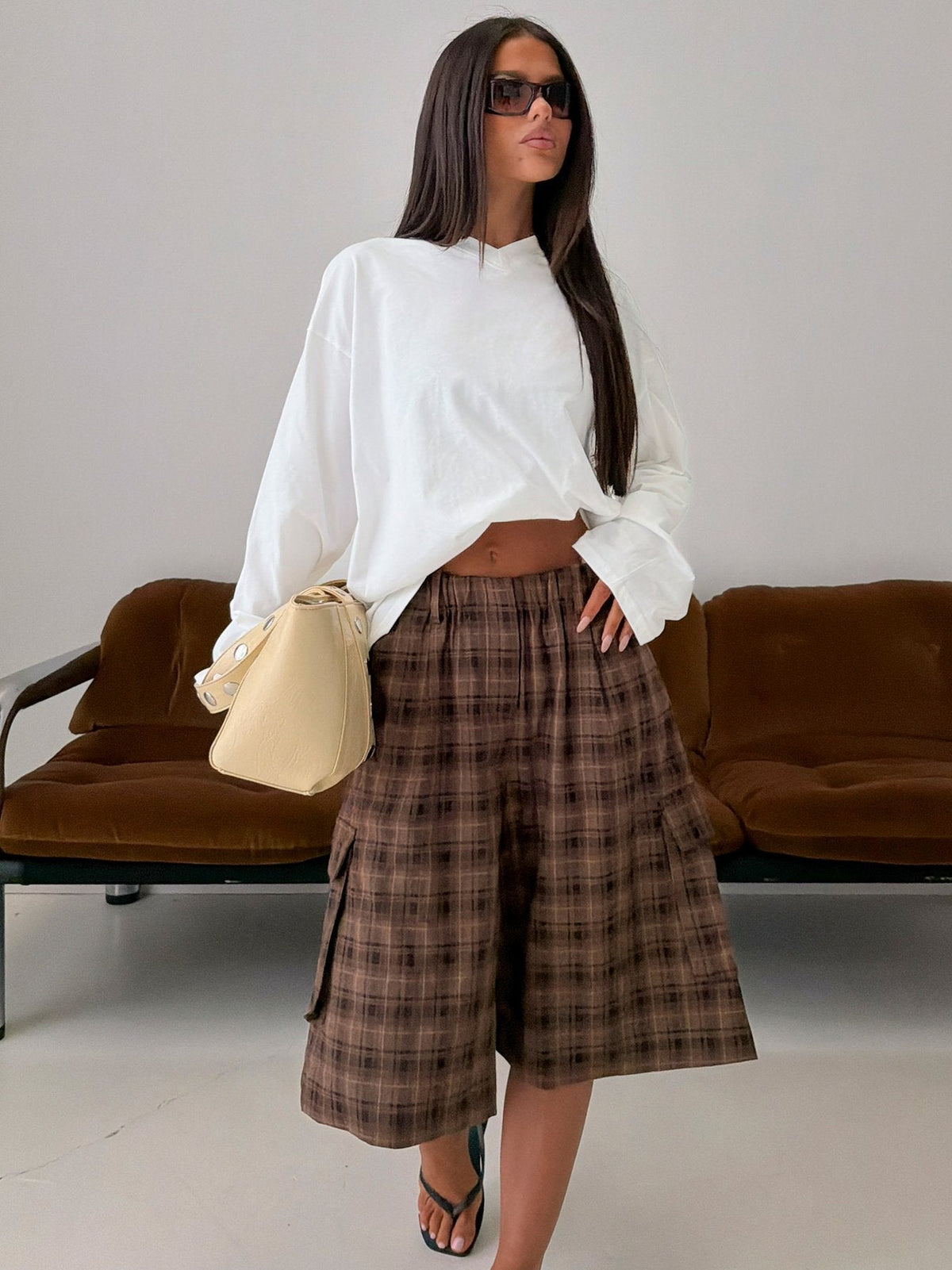 #NOVERA - Top Luna Blanco de Manga Larga con Cuello en V -