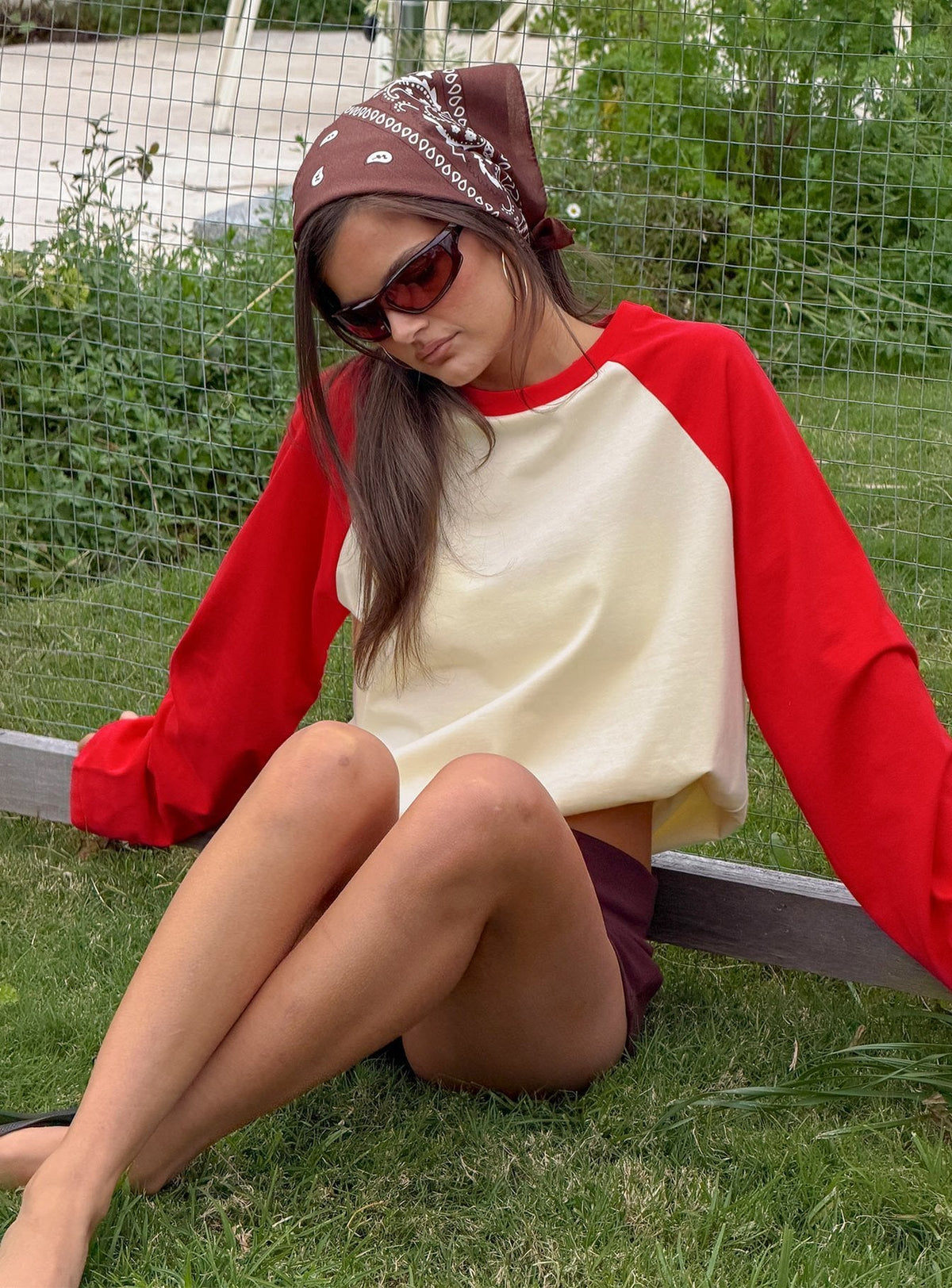 #NOVERA - Top Luna Limón y Rojo de Manga Larga Raglan -