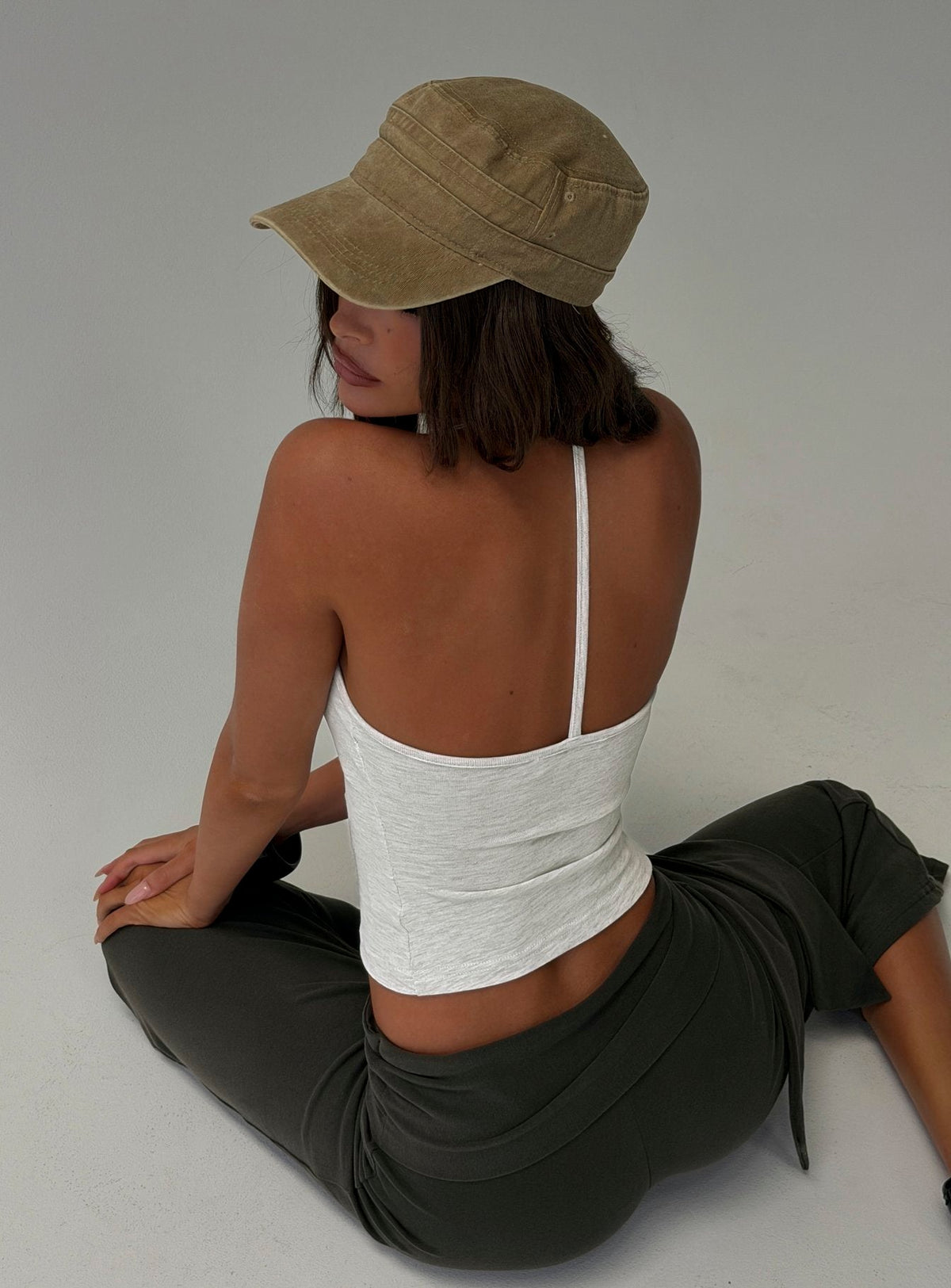 #NOVERA - Top Cecilly Gris Jaspeado Espalda Nadadora -