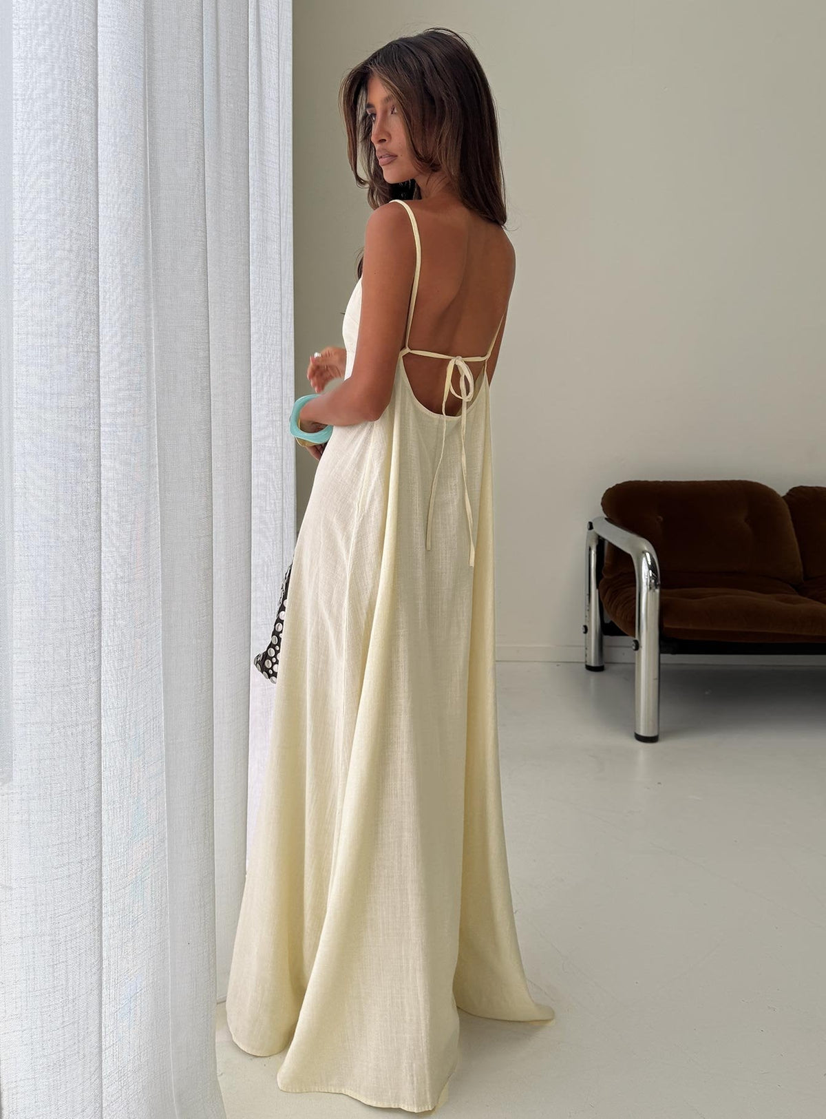 #NOVERA - Vestido Largo Solie Amarillo Mantequilla -