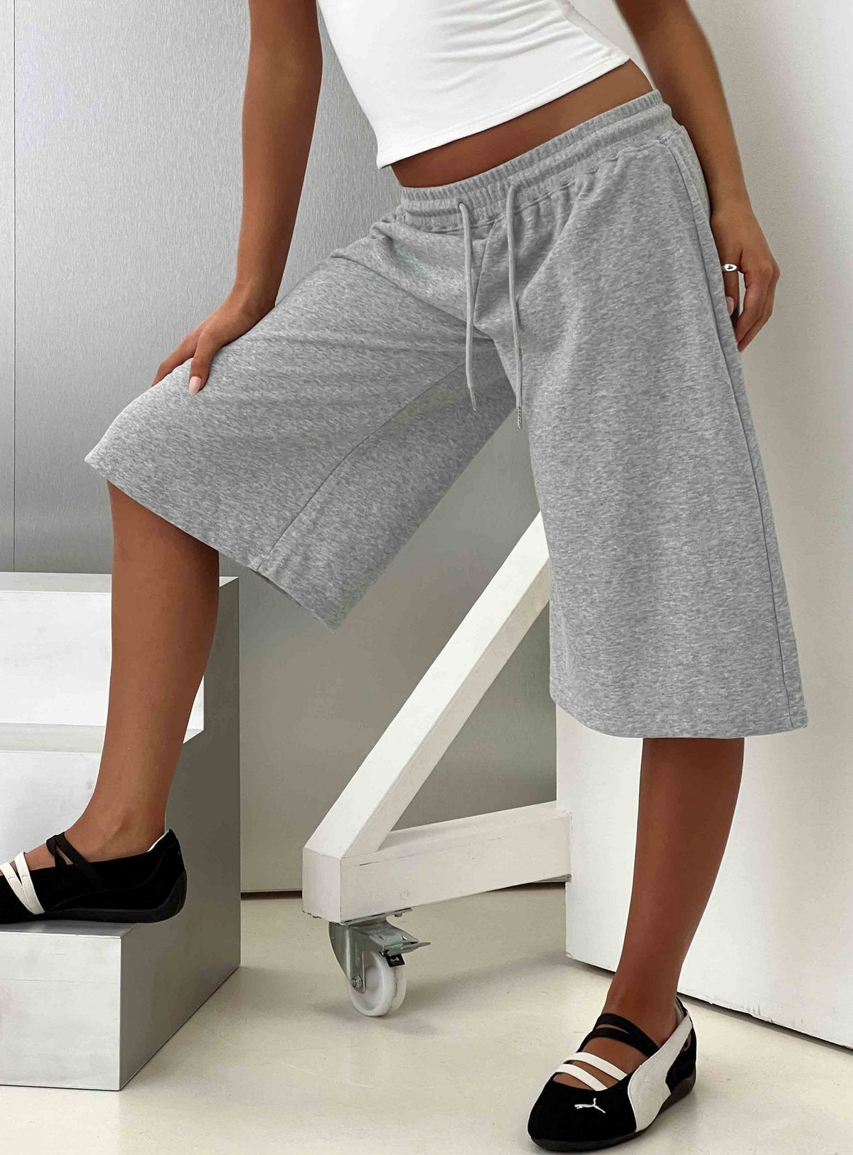 #NOVERA - Shorts Nikko Gris Jaspeado Largos Polar -