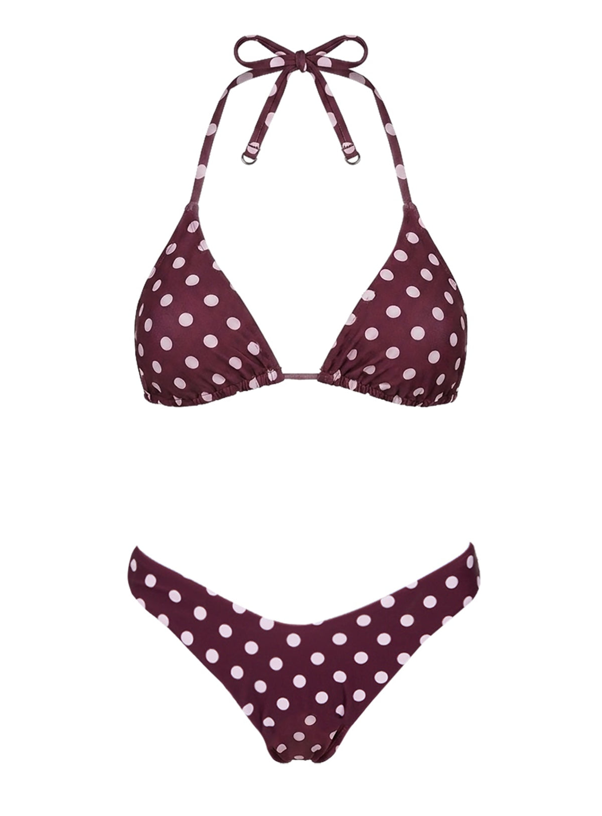 #NOVERA - Braguita de Bikini Edita Vino y Rosa de Lunares -