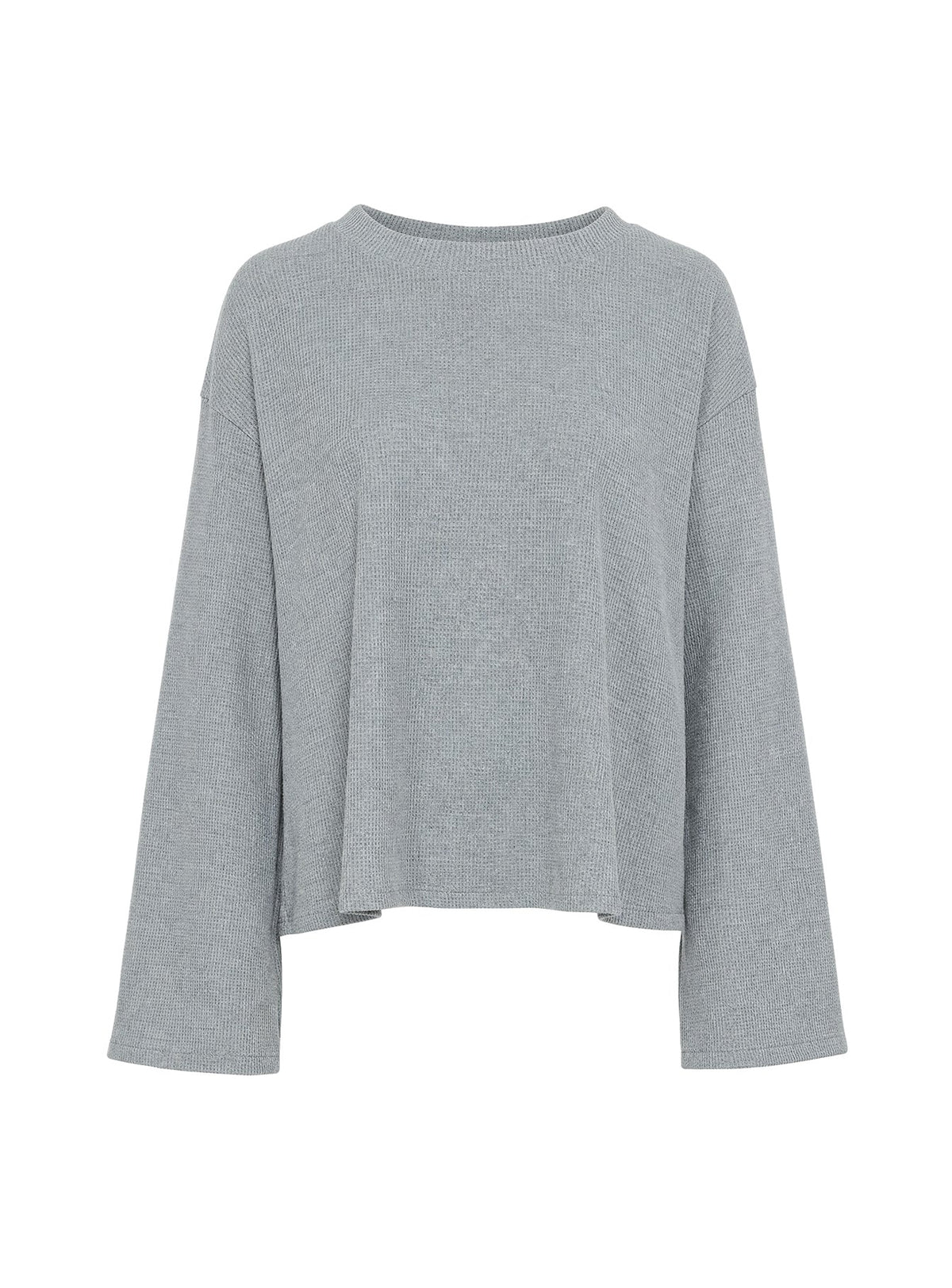 #NOVERA - Top Arlla Gris de Gofre de Manga Larga -