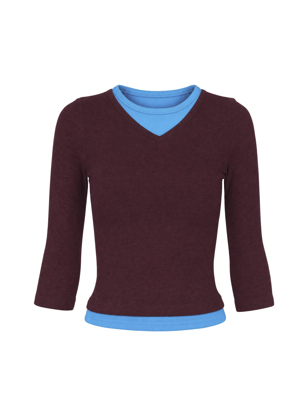#NOVERA - Top Briellah Ciruela y Azul de Capas de Manga 3/4 -