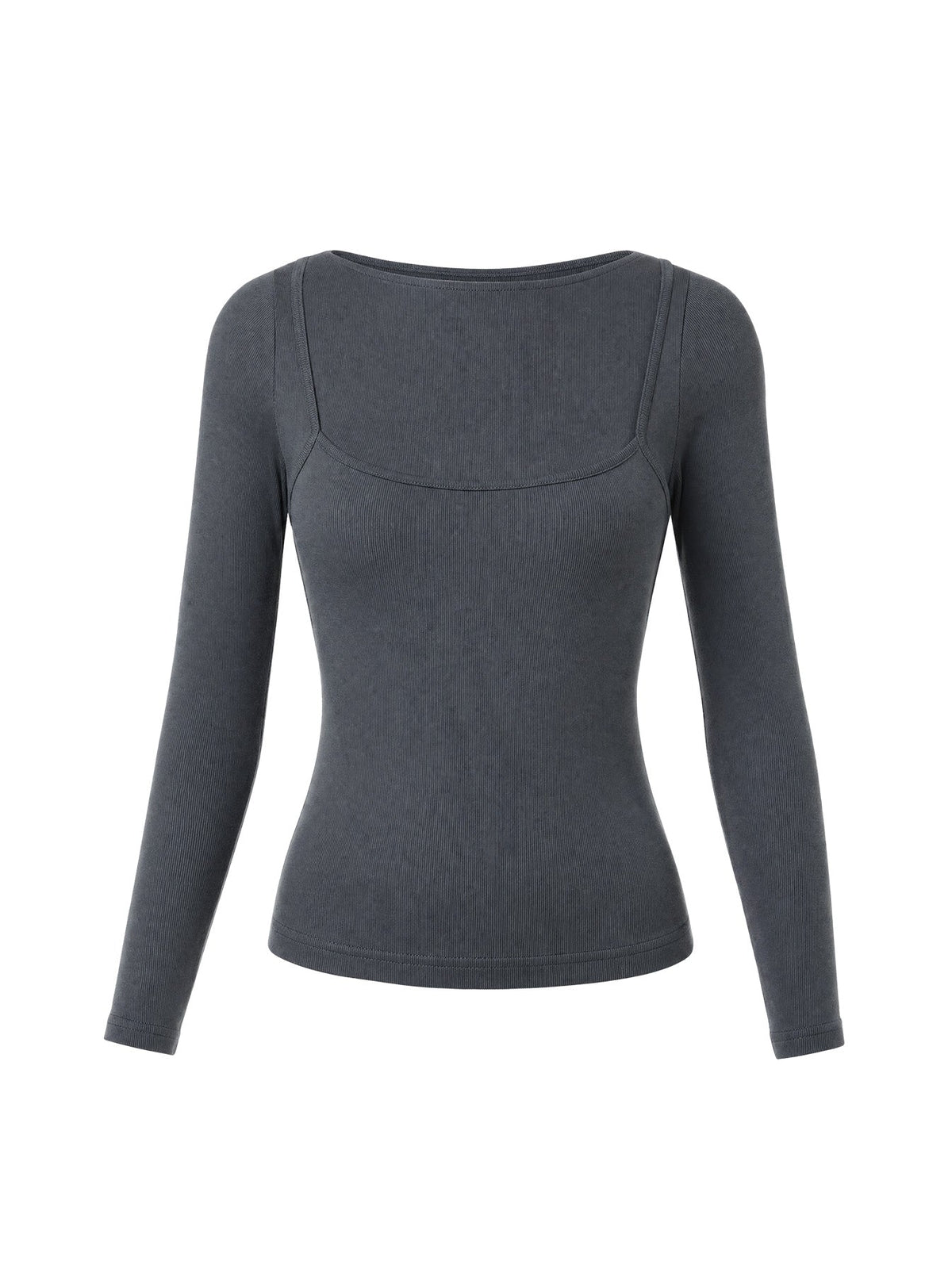 #NOVERA - Top Isibella Gris Antracita de Capas de Manga Larga -