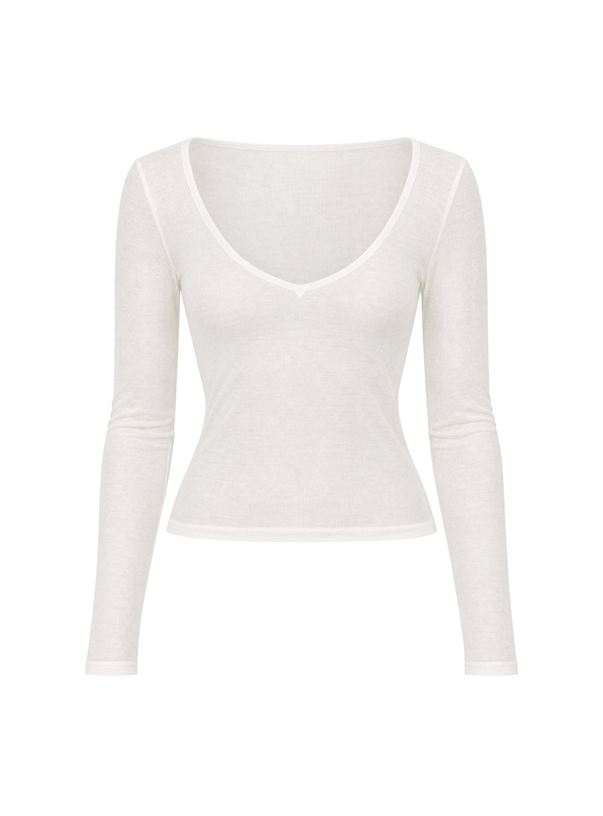 #NOVERA - Top Kaiyah Blanco Transparente con Cuello en V -