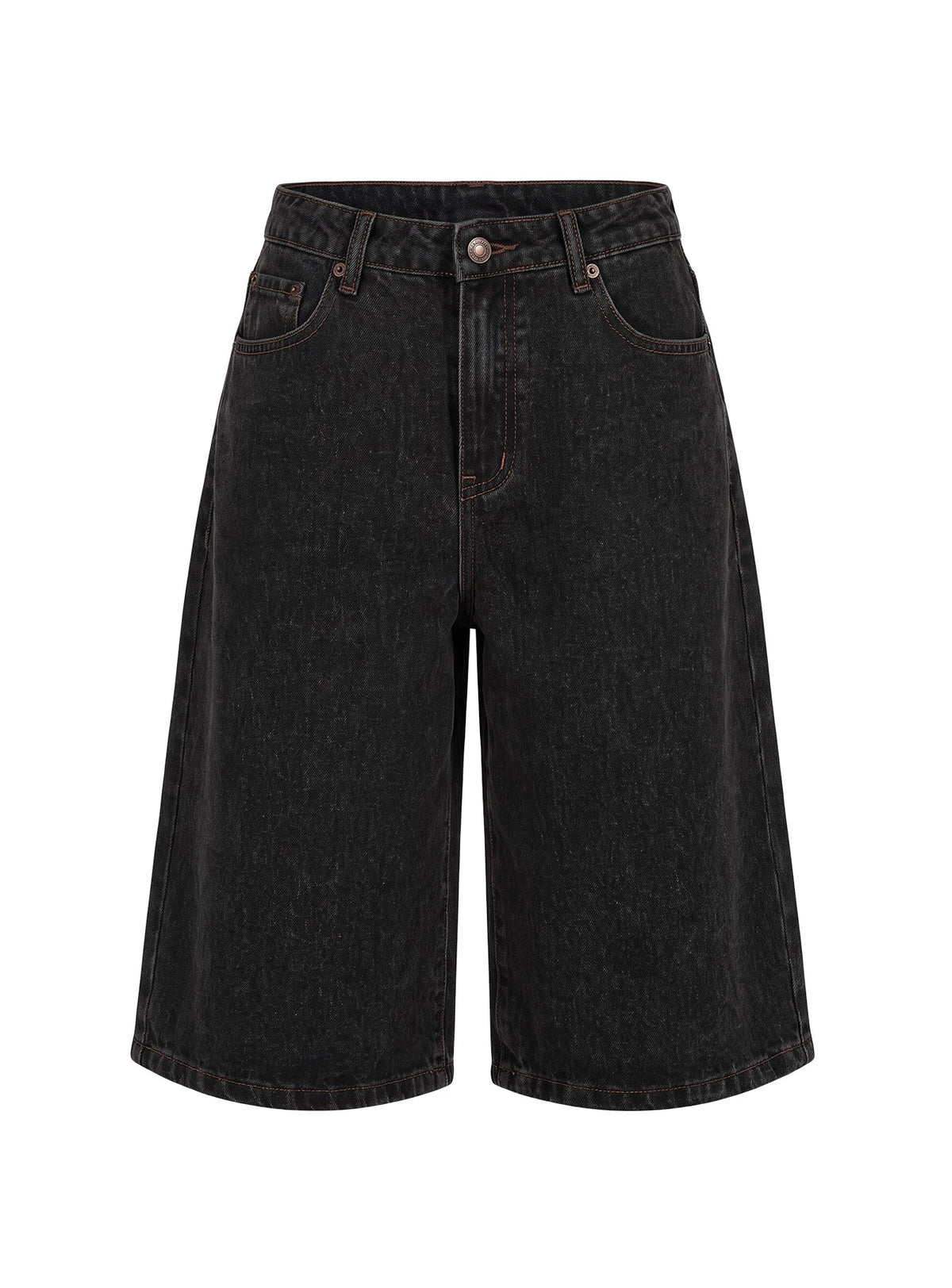 #NOVERA - Shorts Vaqueros Kolumbia Negros Lavados de Tiro Bajo -