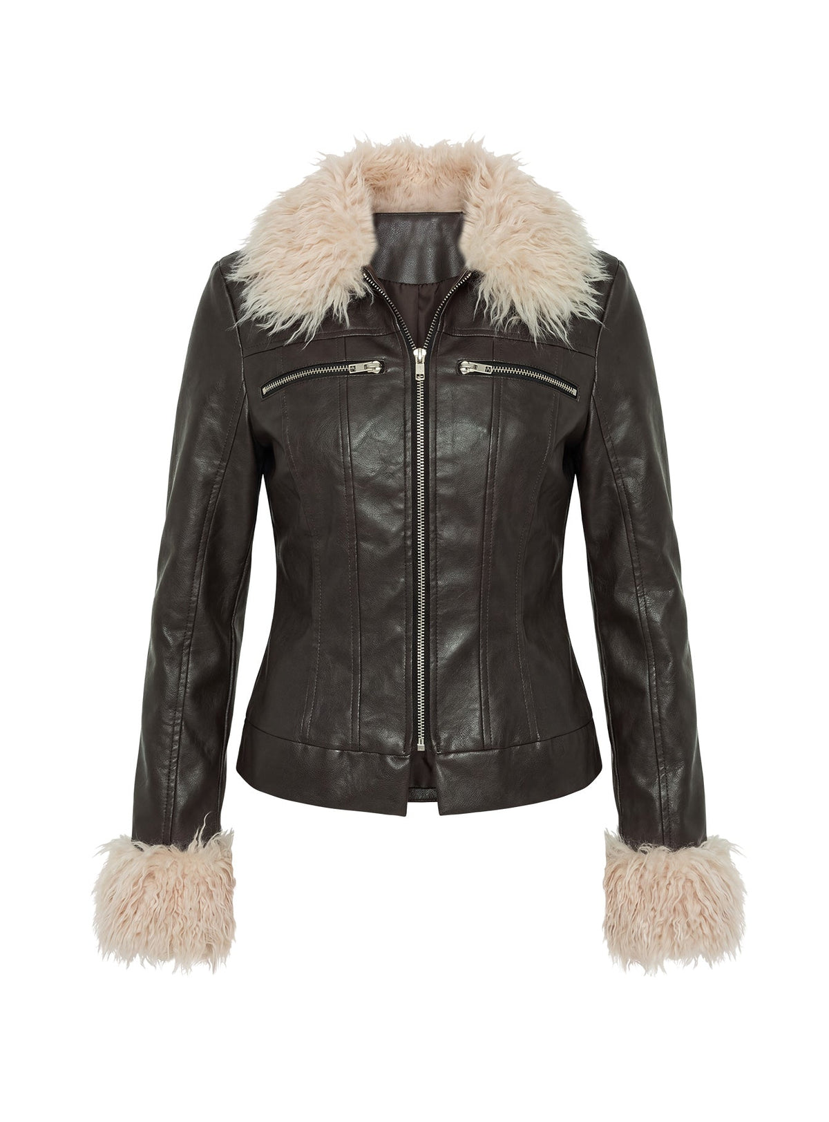#NOVERA - Chaqueta Maite Negra Efecto Piel Ajustada -