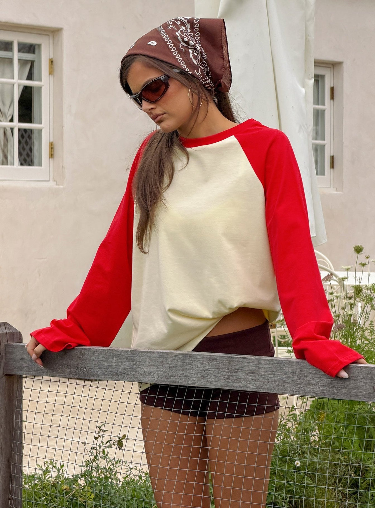#NOVERA - Top Luna Limón y Rojo de Manga Larga Raglan -