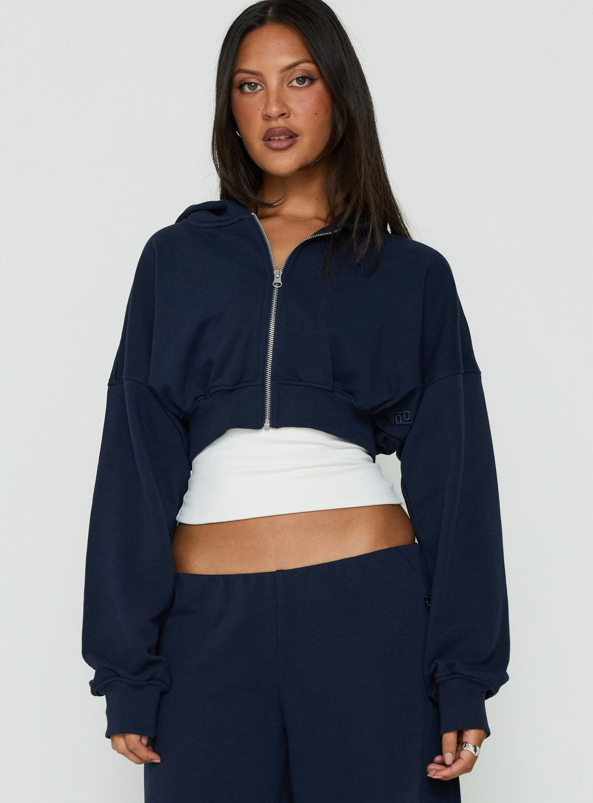 #NOVERA - Sudadera con Capucha Lanna Azul Marino Polar con Cremallera -