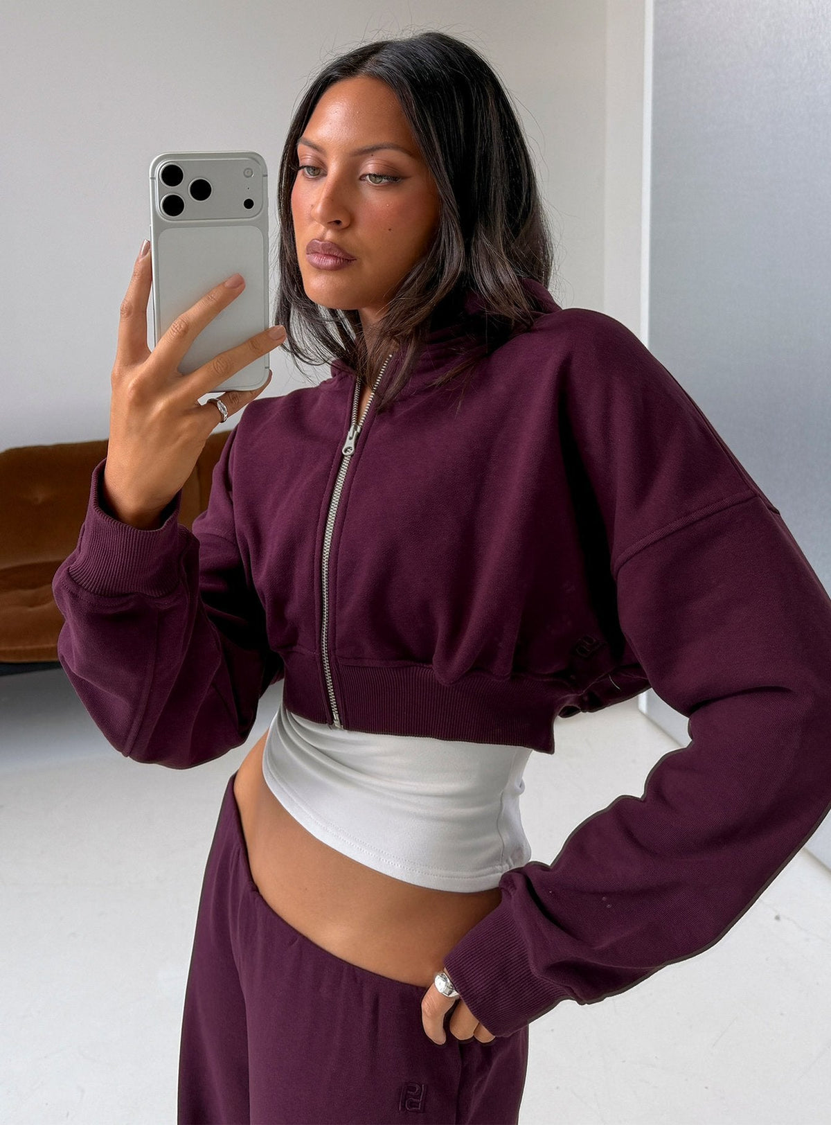 #NOVERA - Sudadera con Capucha Lanna Ciruela Polar con Cremallera -