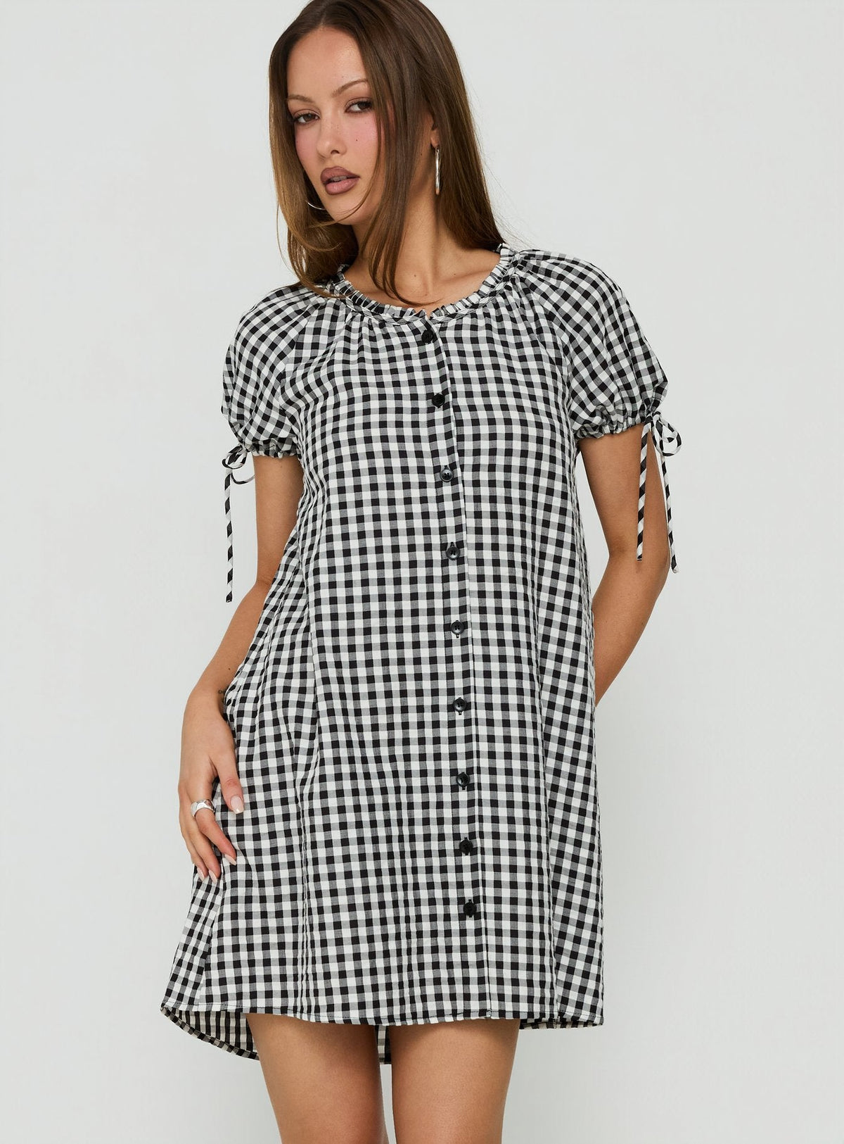 #NOVERA - Vestido Mini Angelikah Negro y Blanco de Vichy Babydoll -