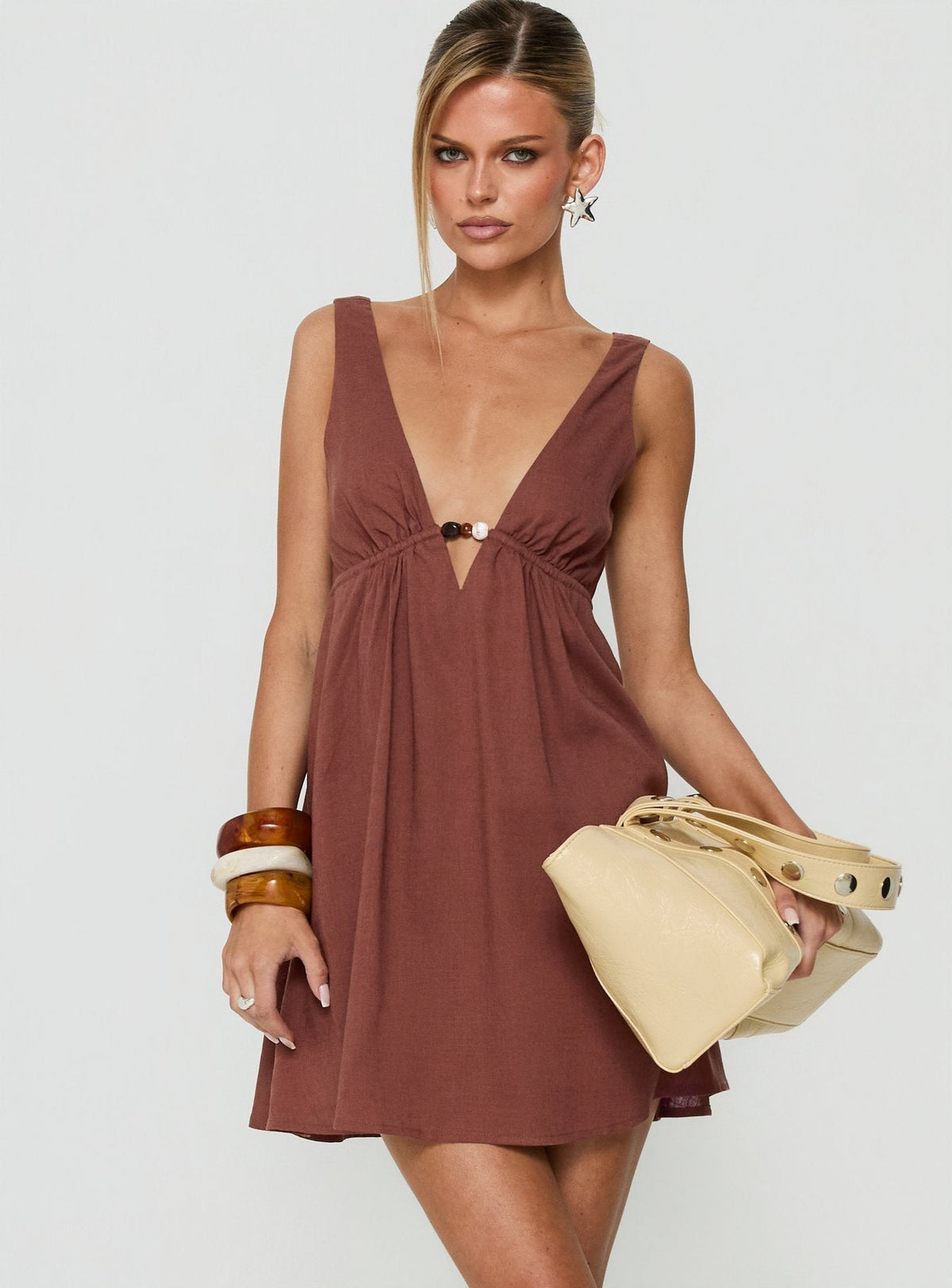 #NOVERA - Vestido Mini Giyah Marrón -