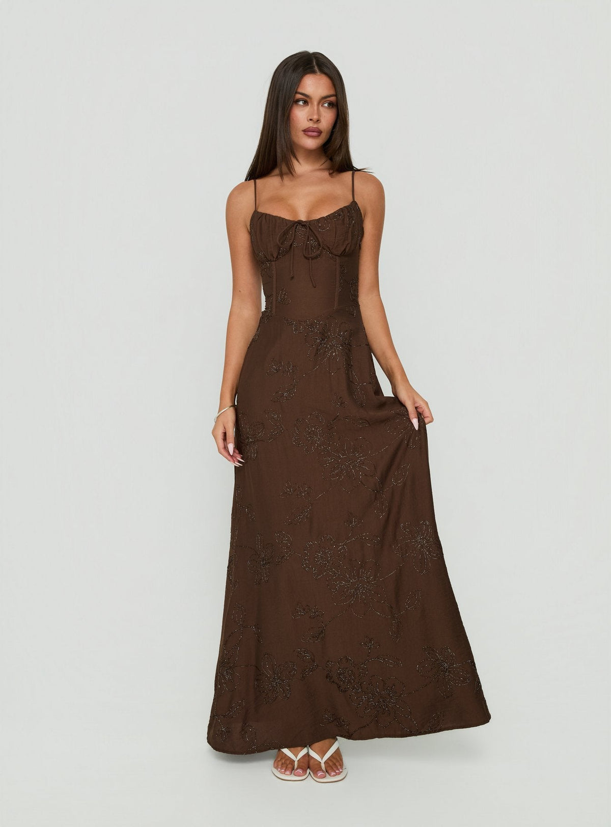 #NOVERA - Vestido Largo Zaragoza Marrón -