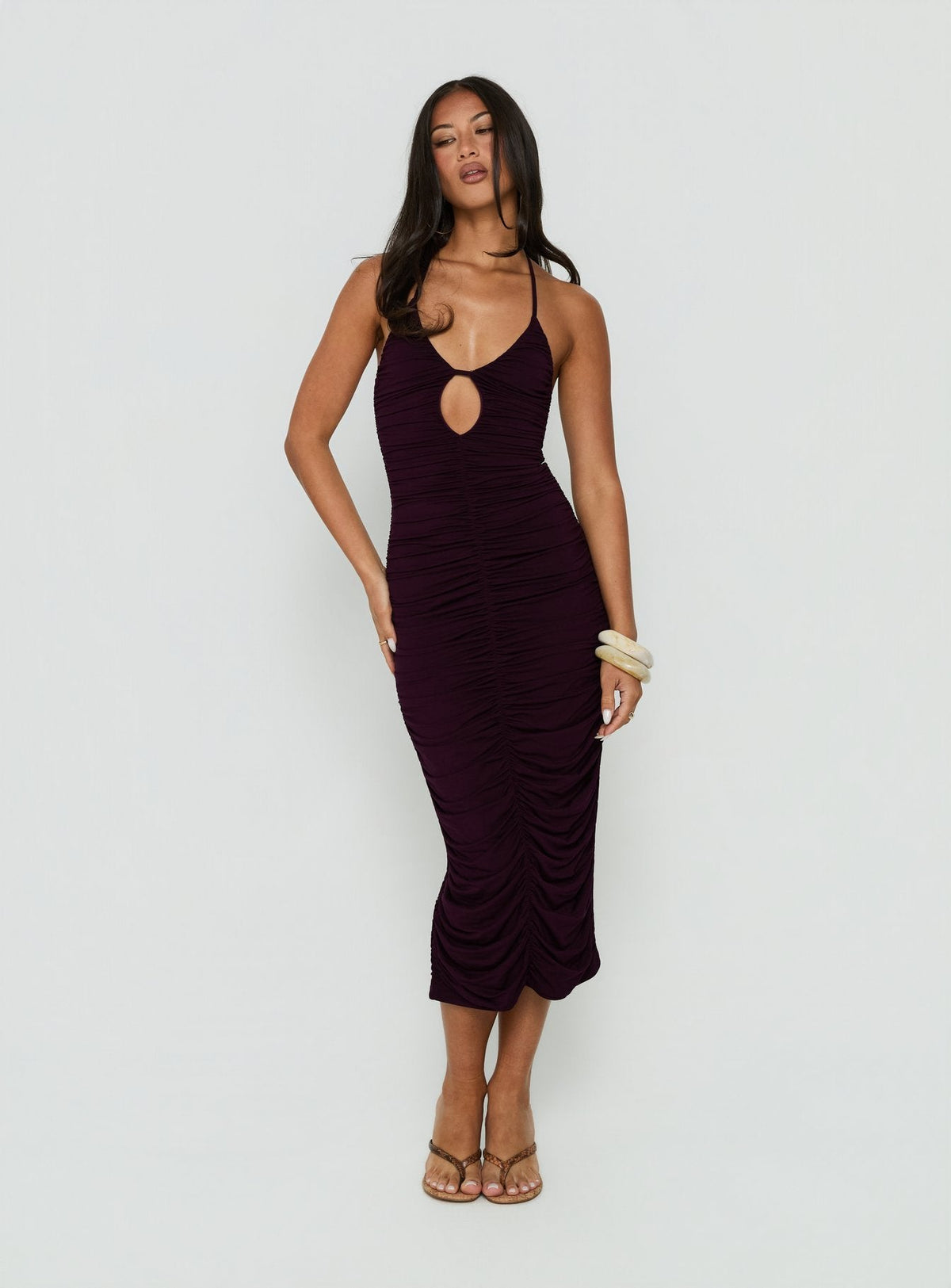 #NOVERA - Vestido Midi Gracie Ciruela Halter -