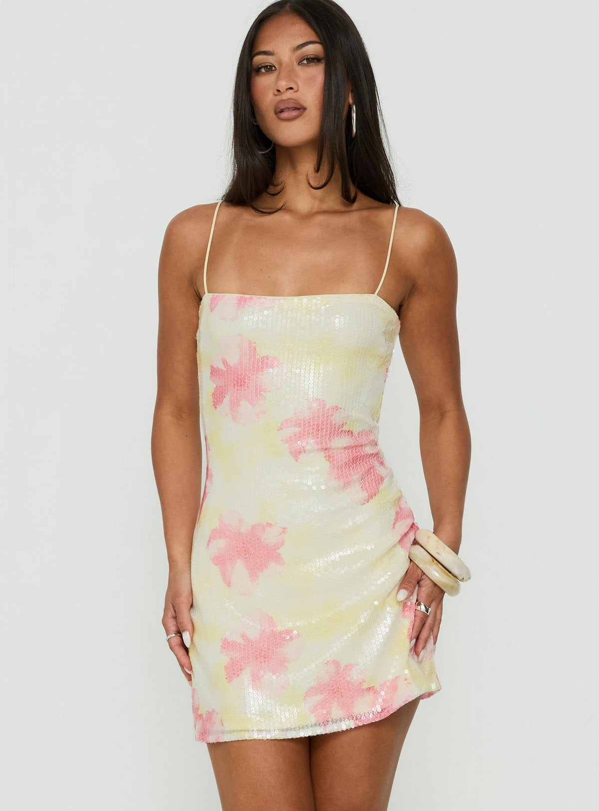 #NOVERA - Vestido Mini Nikai de Lentejuelas de Flores Estampada -