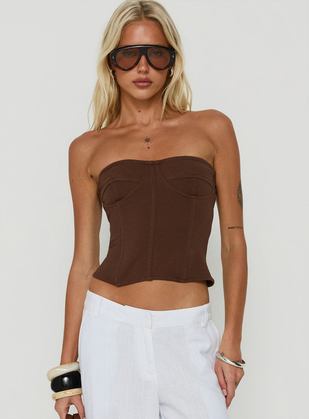 #NOVERA - Top Nolla Chocolate Palabra de Honor Estructurado -