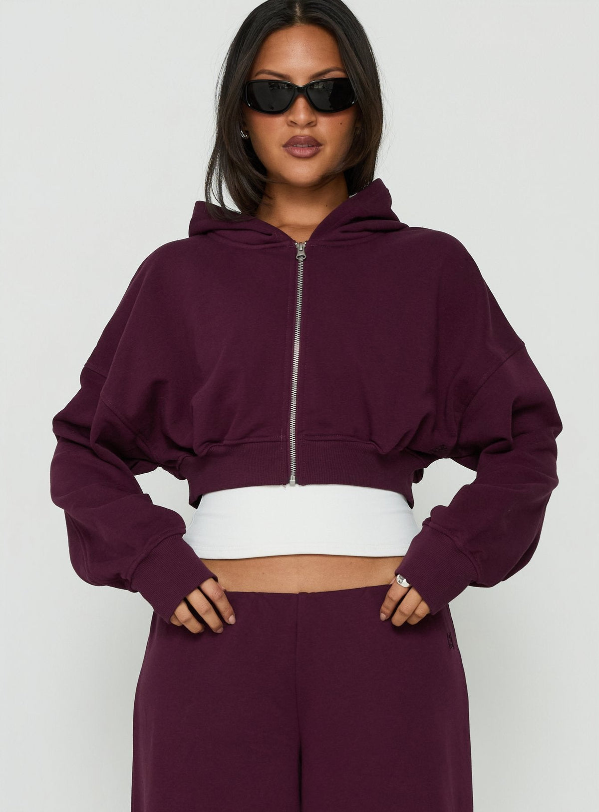 #NOVERA - Sudadera con Capucha Lanna Ciruela Polar con Cremallera -