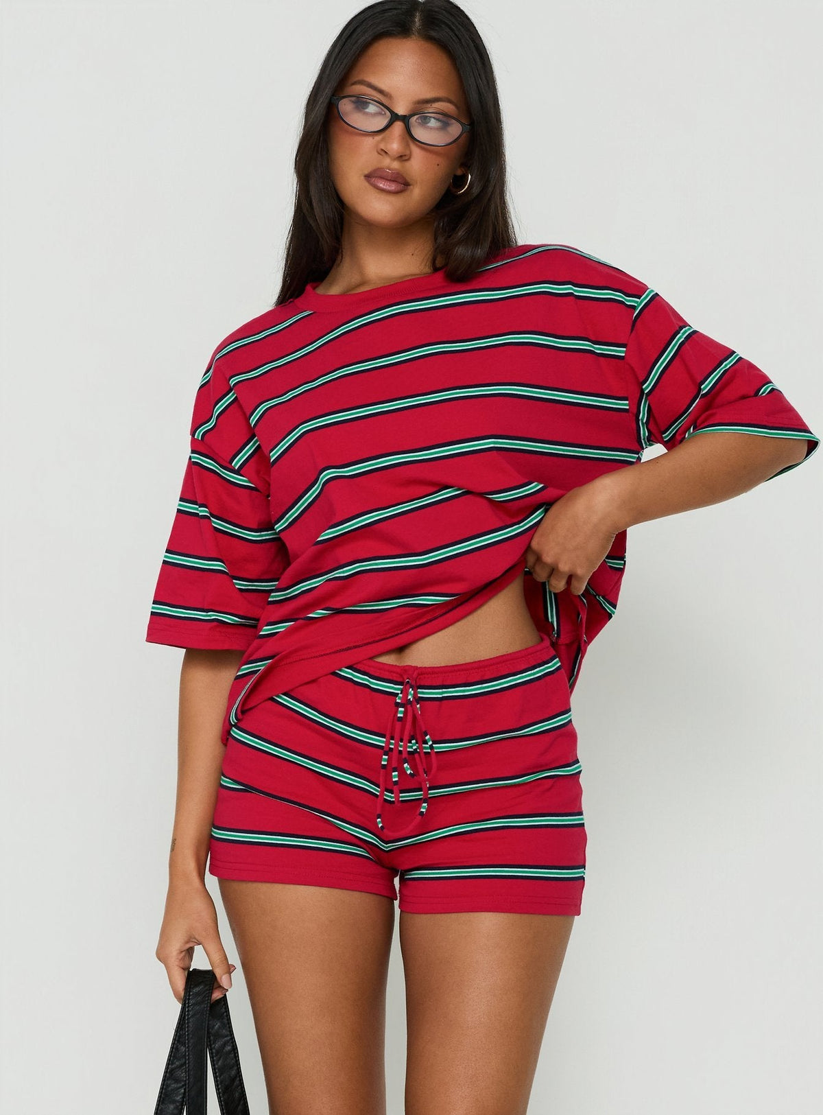 #NOVERA - Shorts Luna Rojos de Rayas -