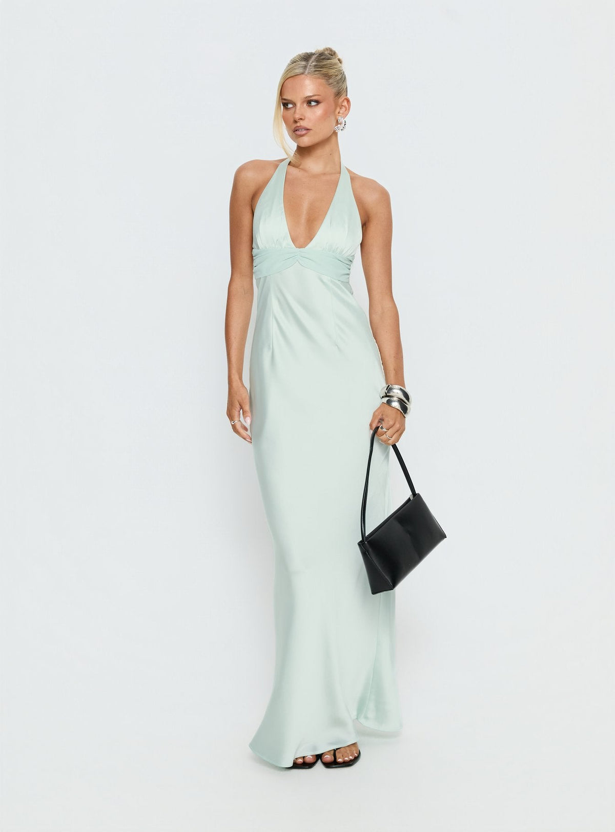 #NOVERA - Vestido Largo Odyssa Menta Verde Halter -
