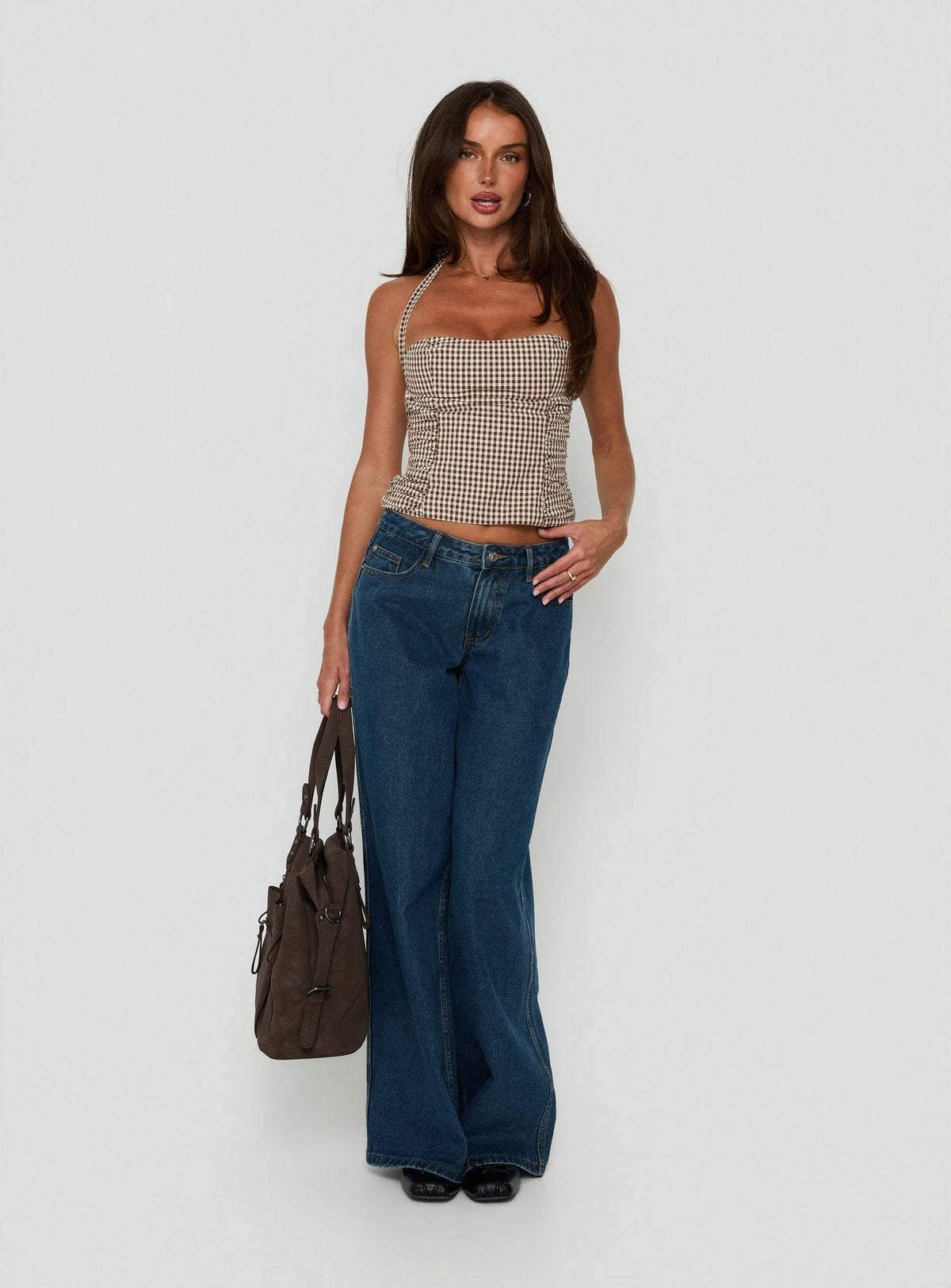 #NOVERA - Top Cantabria Marrón de Vichy Halter -