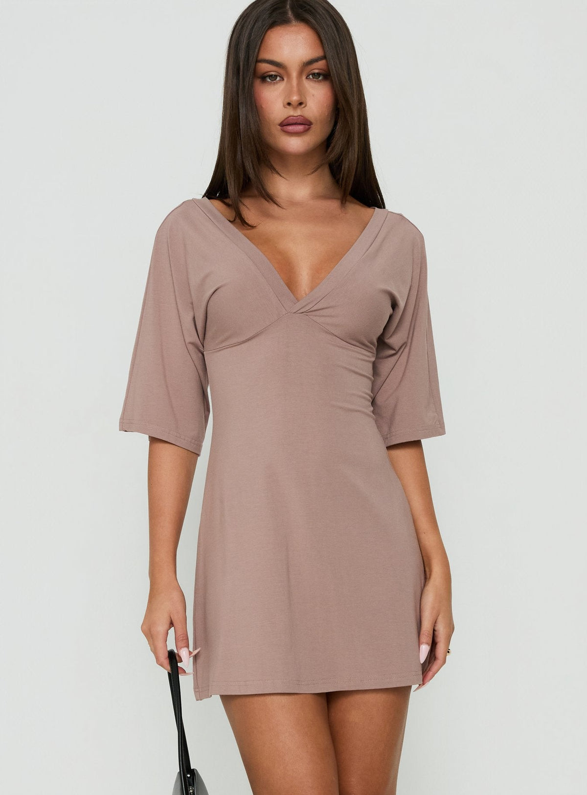 #NOVERA - Vestido Mini Reyya Topo de Manga 3/4 con Cuello en V -
