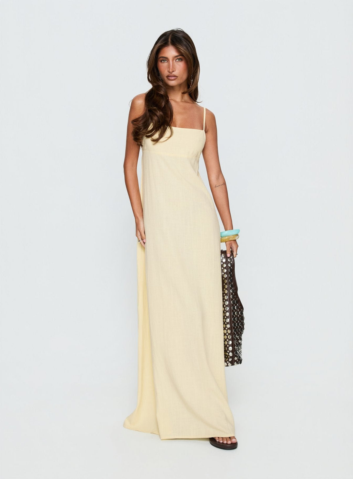 #NOVERA - Vestido Largo Solie Amarillo Mantequilla -