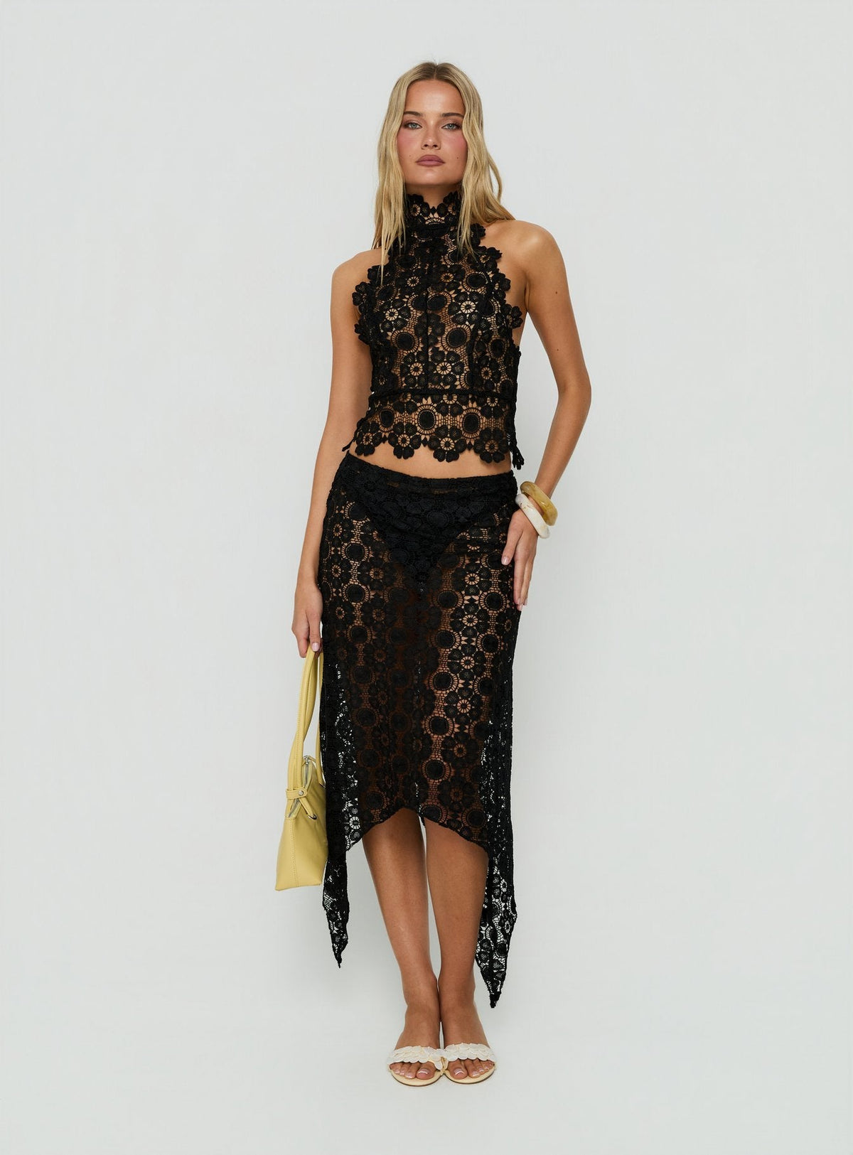 #NOVERA - Falda Midi Tarragona Negra Transparente -