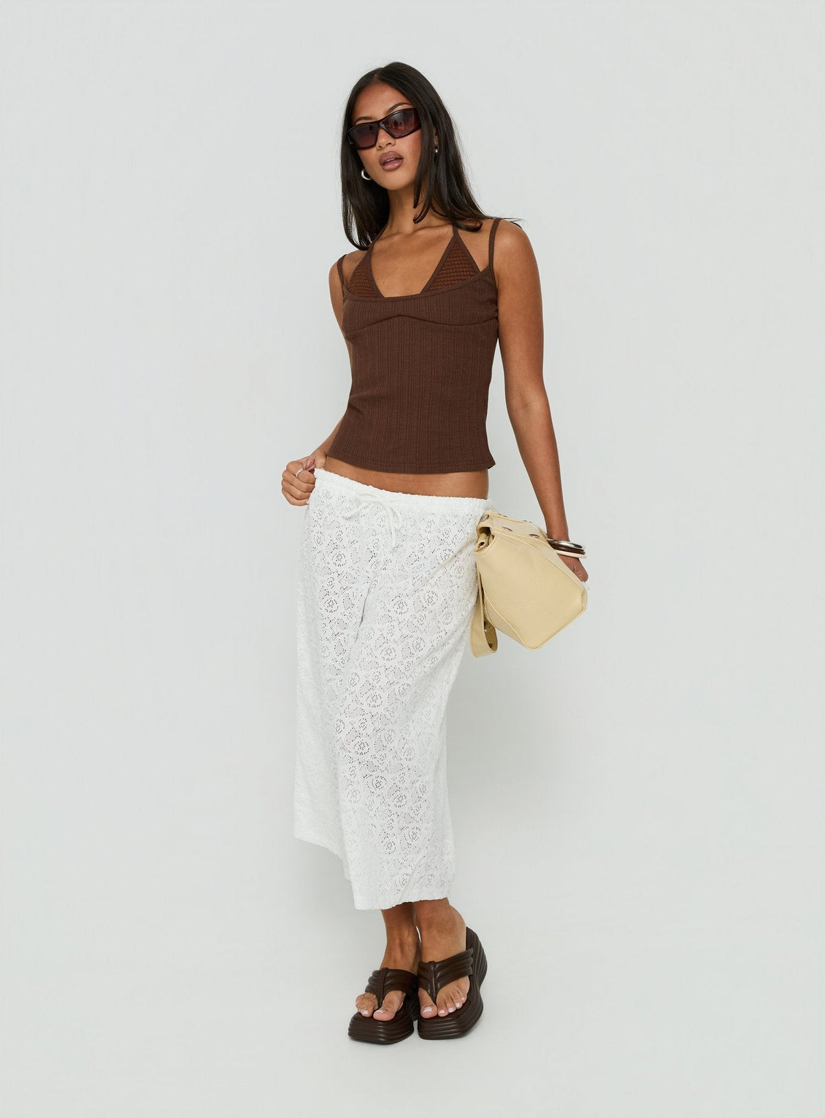 #NOVERA - Top Odena Chocolate de Capas de Lentejuelas -