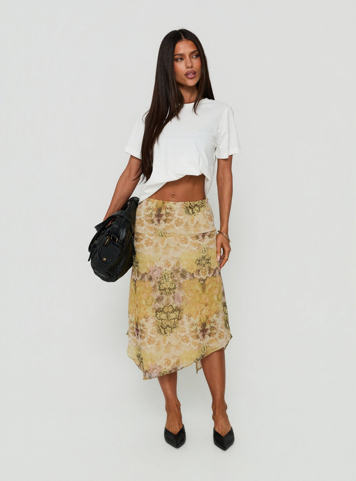 #NOVERA - Falda Midi Daphene Multicolor Asimétrica -