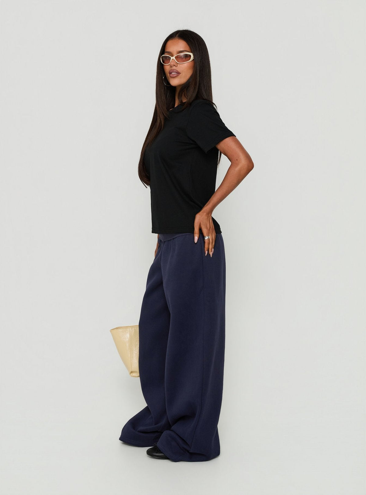 #NOVERA - Pantalón de Chándal Lockie Azul Marino con Cintura Doblada Baggy -