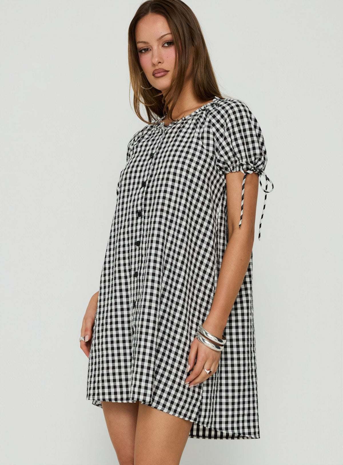 #NOVERA - Vestido Mini Angelikah Negro y Blanco de Vichy Babydoll -