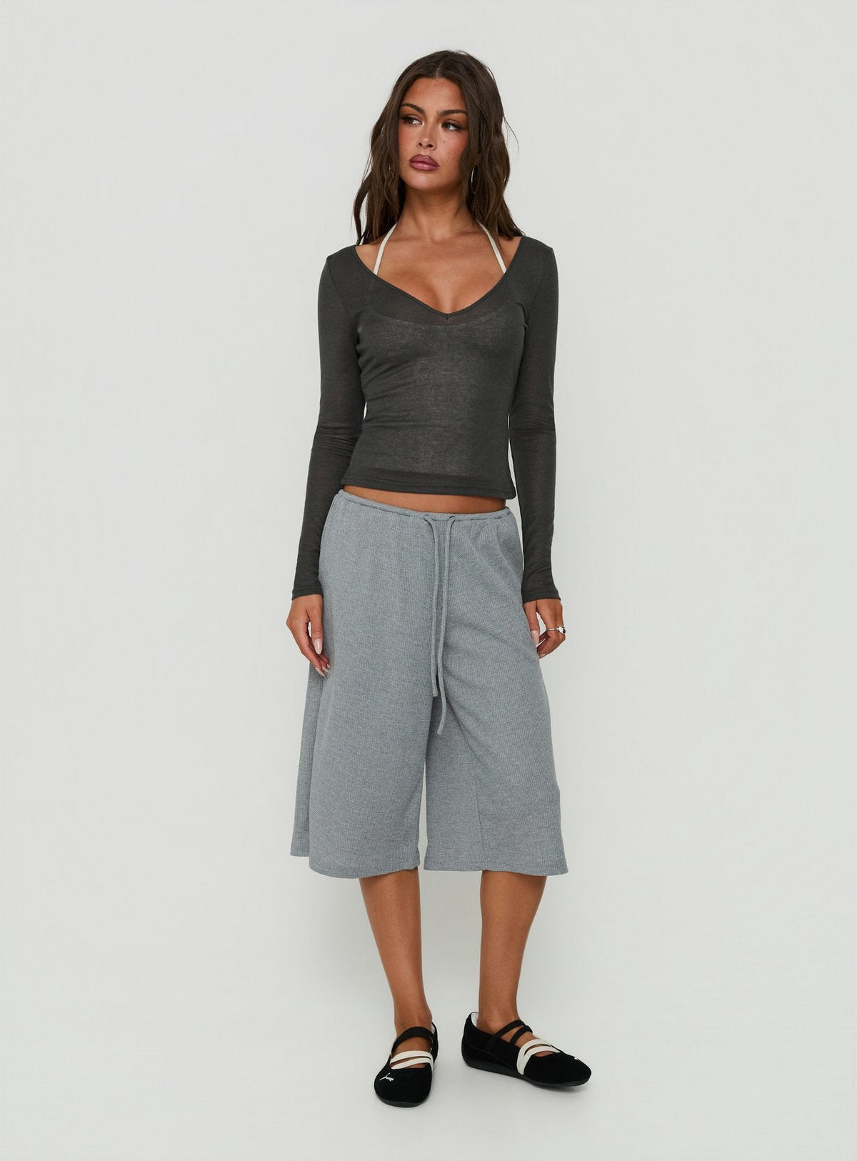 #NOVERA - Shorts Vaqueros Lyrra Gris de Gofre -
