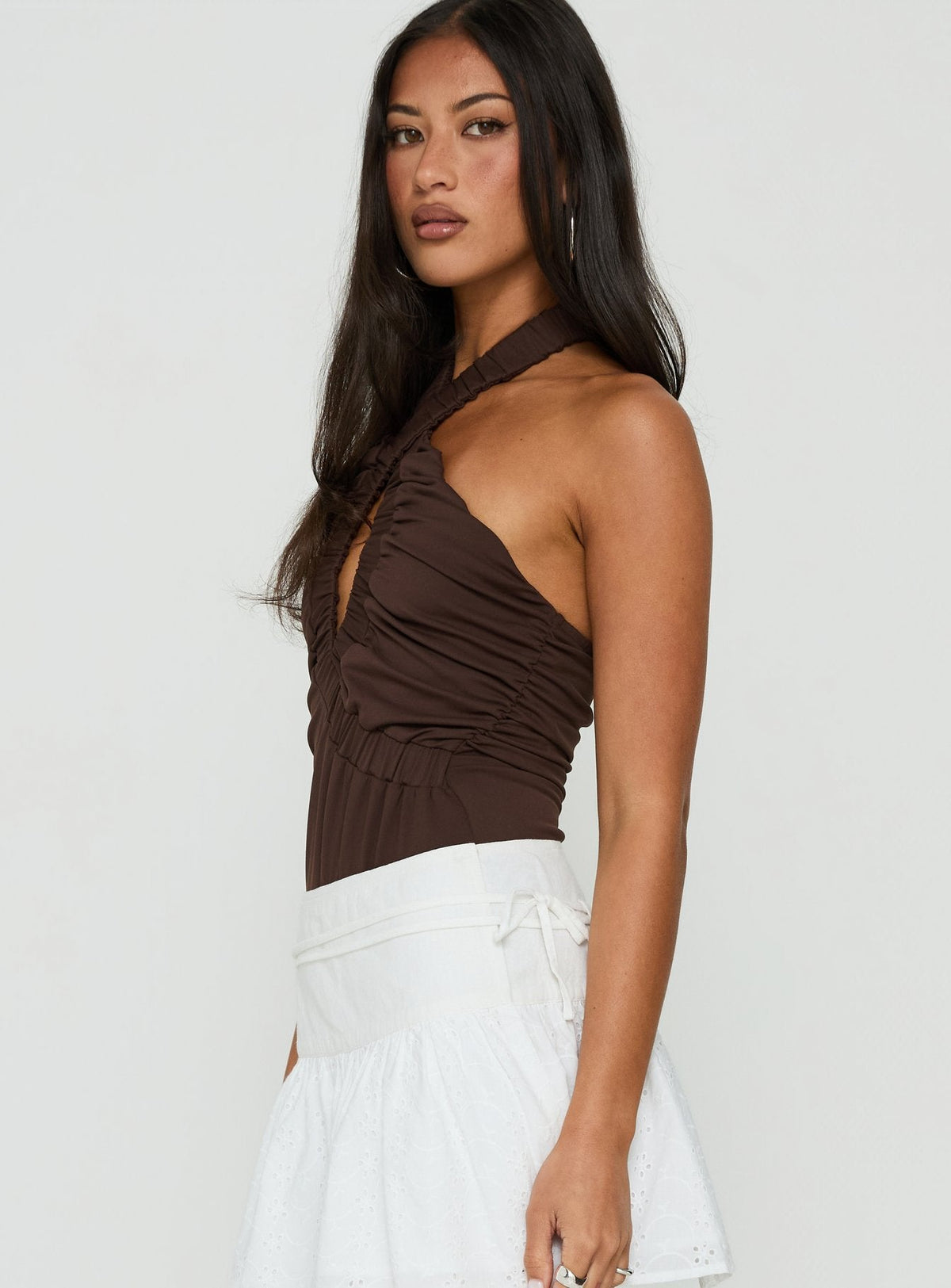 #NOVERA - Body Pettra Marrón Halter -